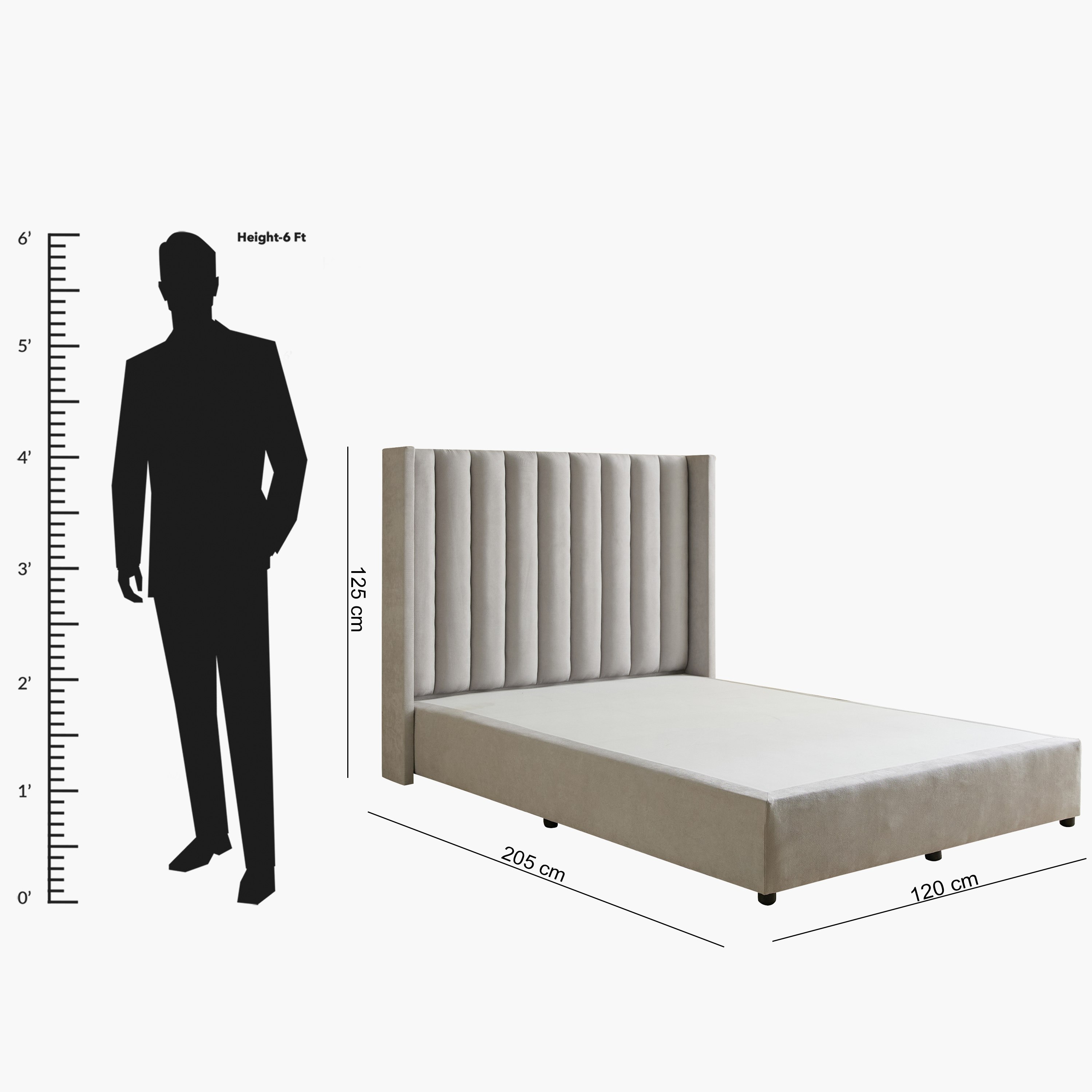 Curvy Clark Upholstered Twin Bed - 120x200 cm-hbxbedroom-bedsandbedsets-upholsteredbeds-twin-image-9
