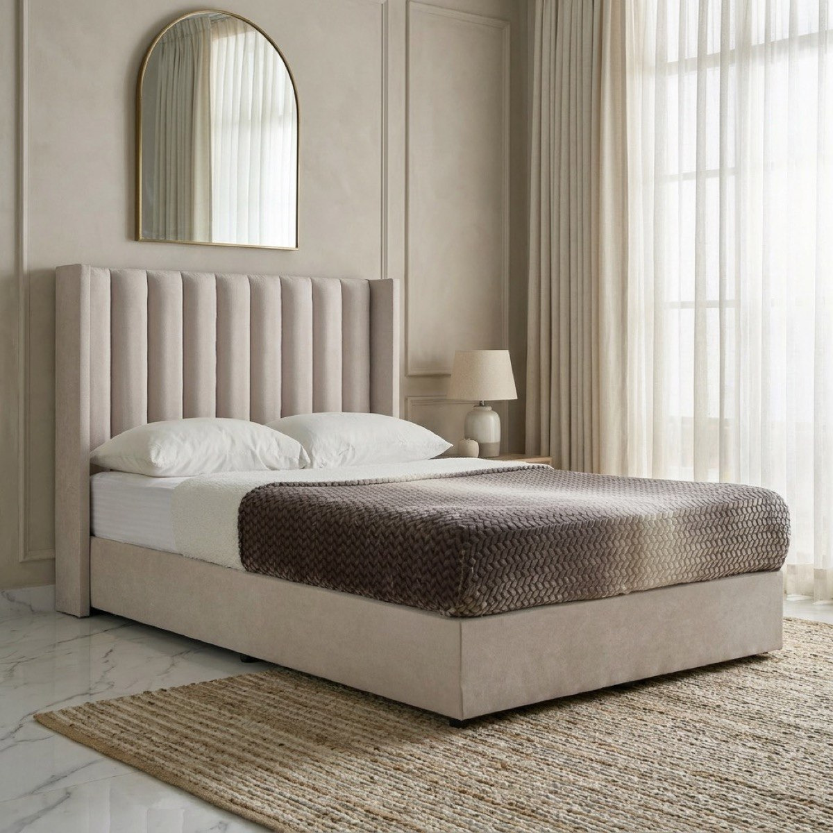Curvy Clark Upholstered Queen Bed - 140x200 cm-hbxbedroom-bedsandbedsets-beds-queen-image-1