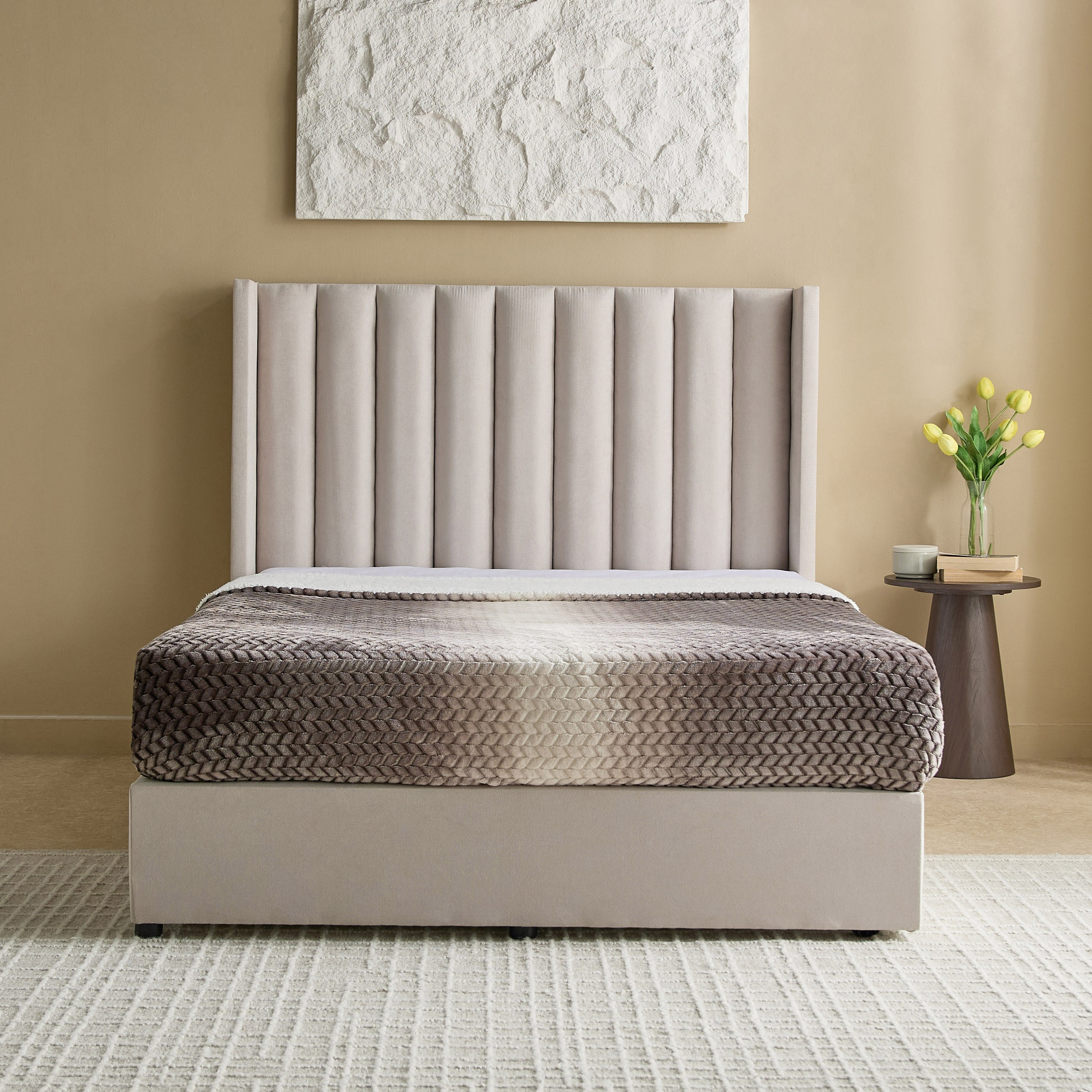 Curvy Clark Upholstered Queen Bed - 160x200 cm-hbxbedroom-bedsandbedsets-beds-queen-image-2