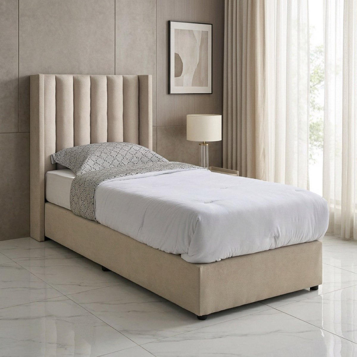 Curvy Clark Upholstered Single Bed - 90x200 cm-hbxkidsandyouth-bedsandbedsets-beds-single-image-1
