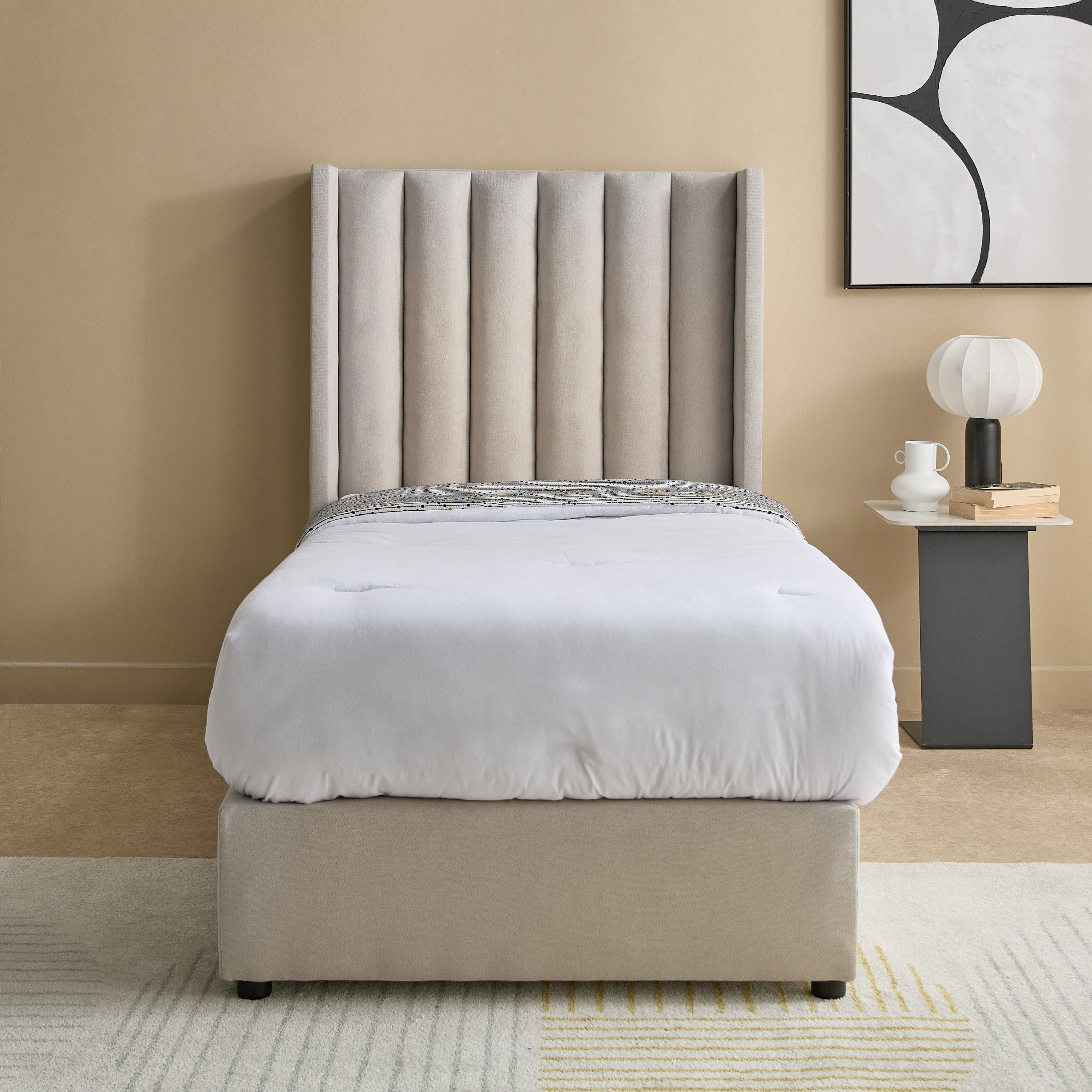 Curvy Clark Upholstered Single Bed - 90x200 cm-hbxkidsandyouth-bedsandbedsets-beds-single-image-2