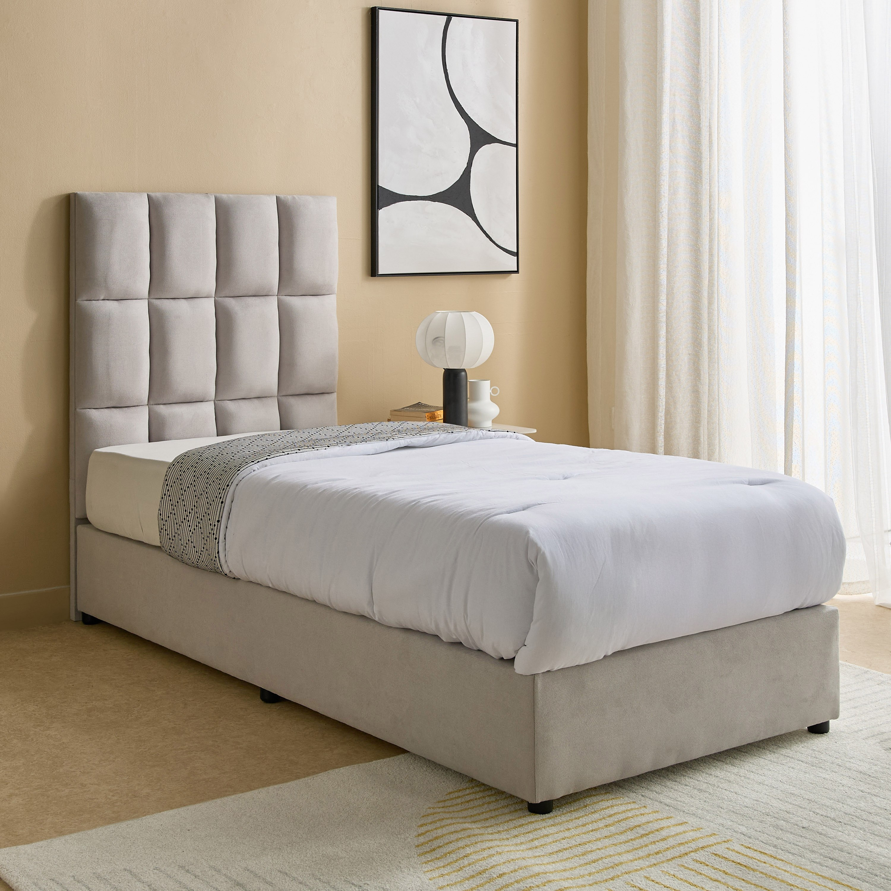 Curvy Rubik Single Upholstered Bed - 90x200 cm-hbxkidsandyouth-bedsandbedsets-beds-single-image-1