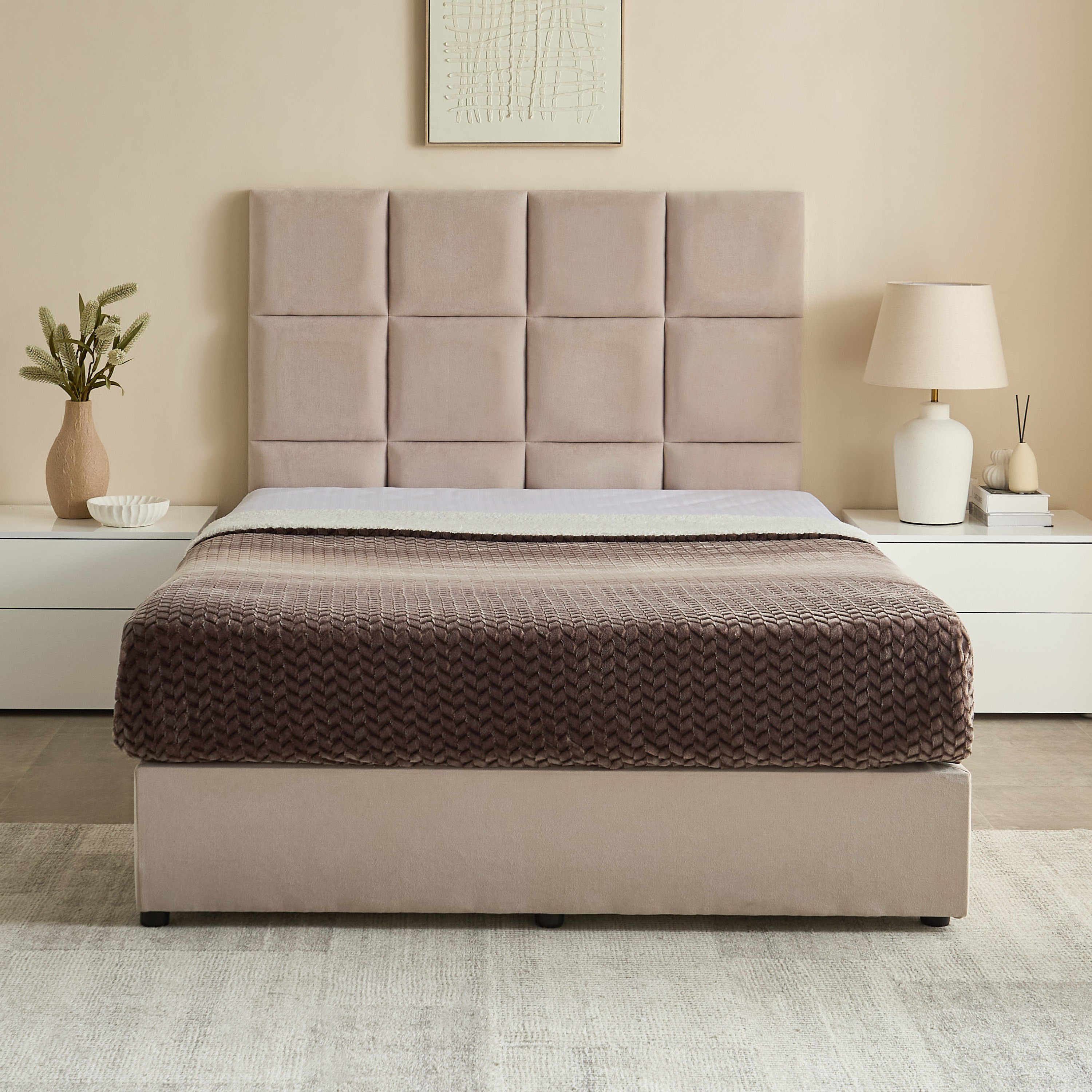 Curvy Rubik Twin Upholstered Bed - 120x200 cm-hbxbedroom-bedsandbedsets-upholsteredbeds-twin-image-2