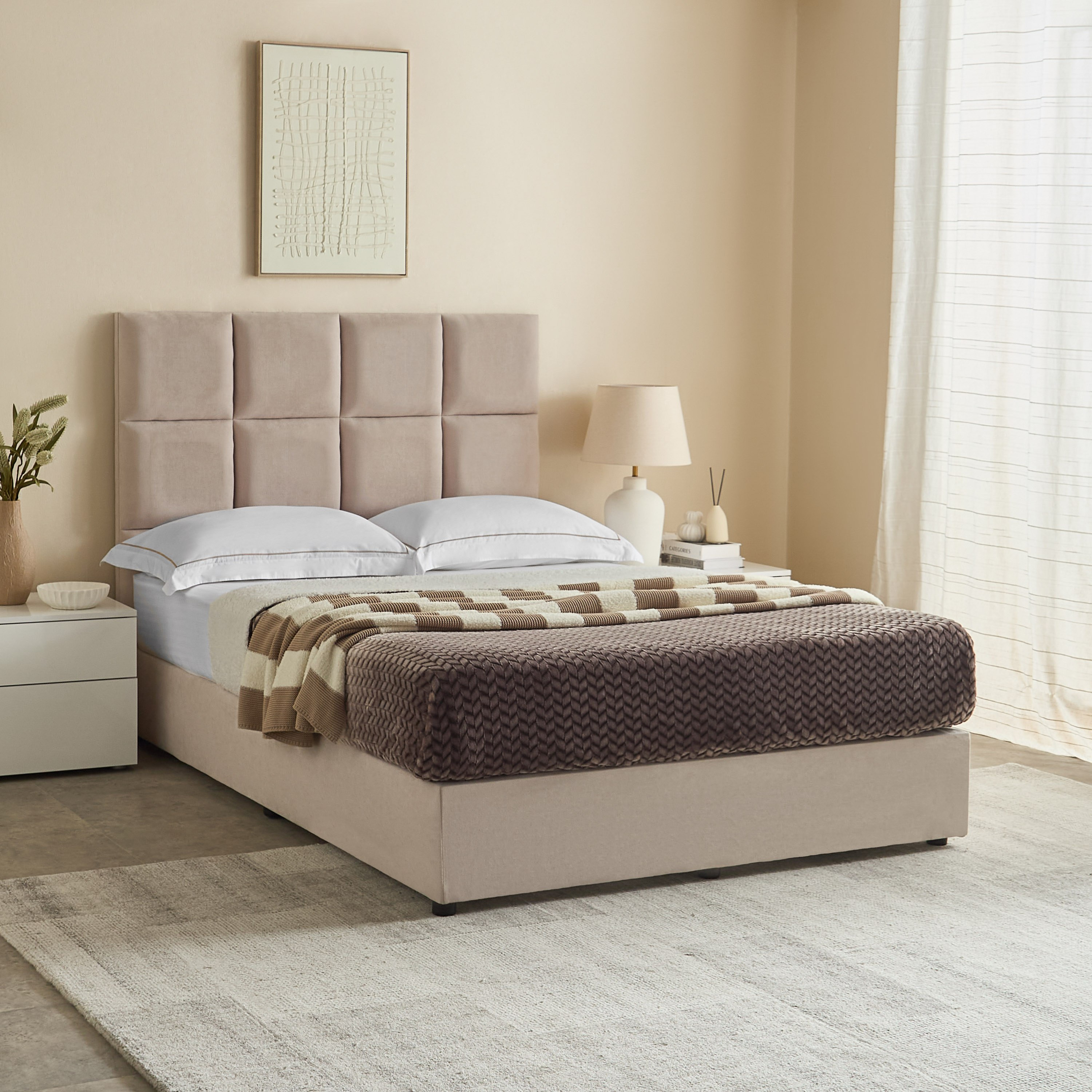 Curvy Rubik Twin Upholstered Bed - 120x200 cm-hbxbedroom-bedsandbedsets-upholsteredbeds-twin-image-7