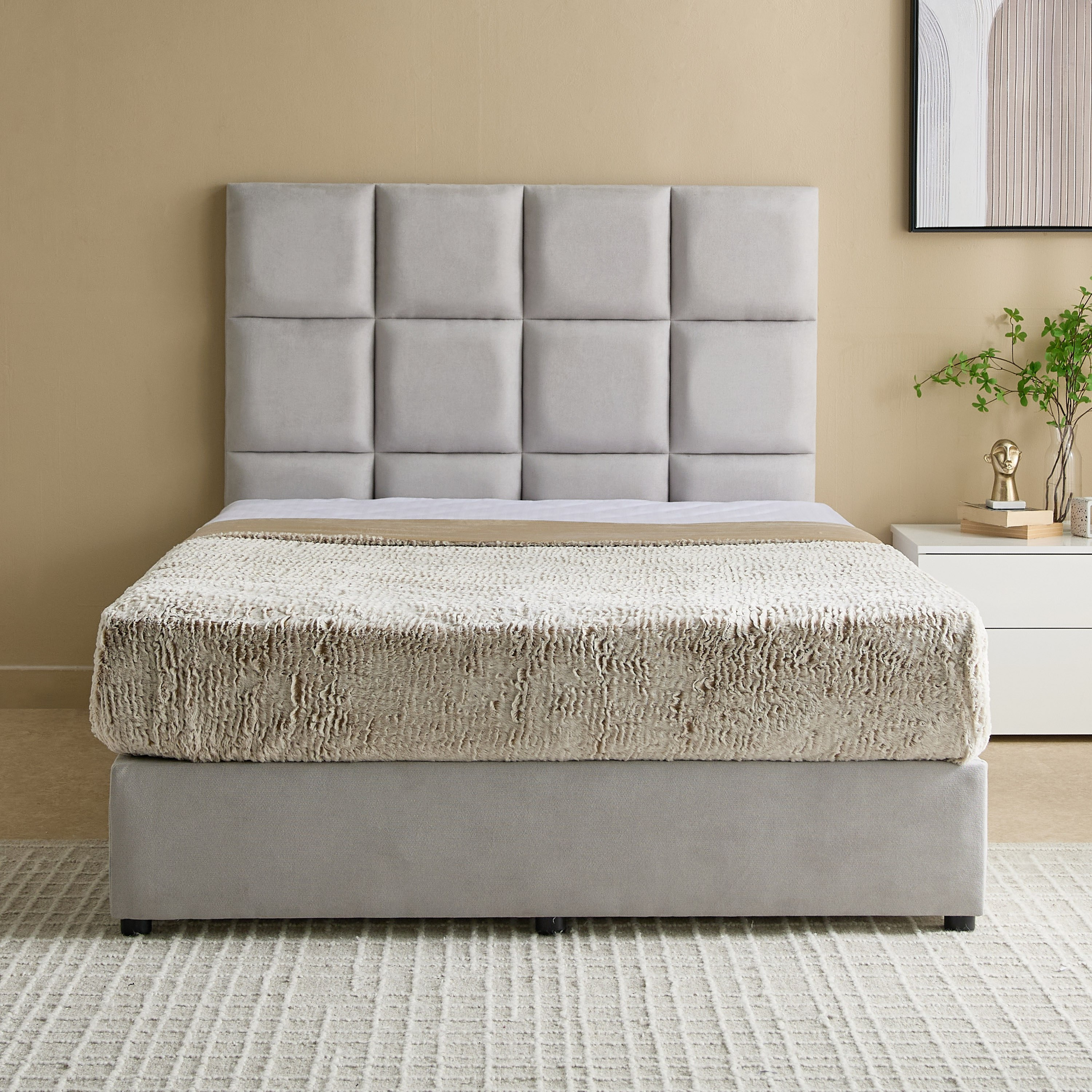 Curvy Rubik Twin Upholstered Bed - 120x200 cm-hbxbedroom-bedsandbedsets-upholsteredbeds-twin-image-2