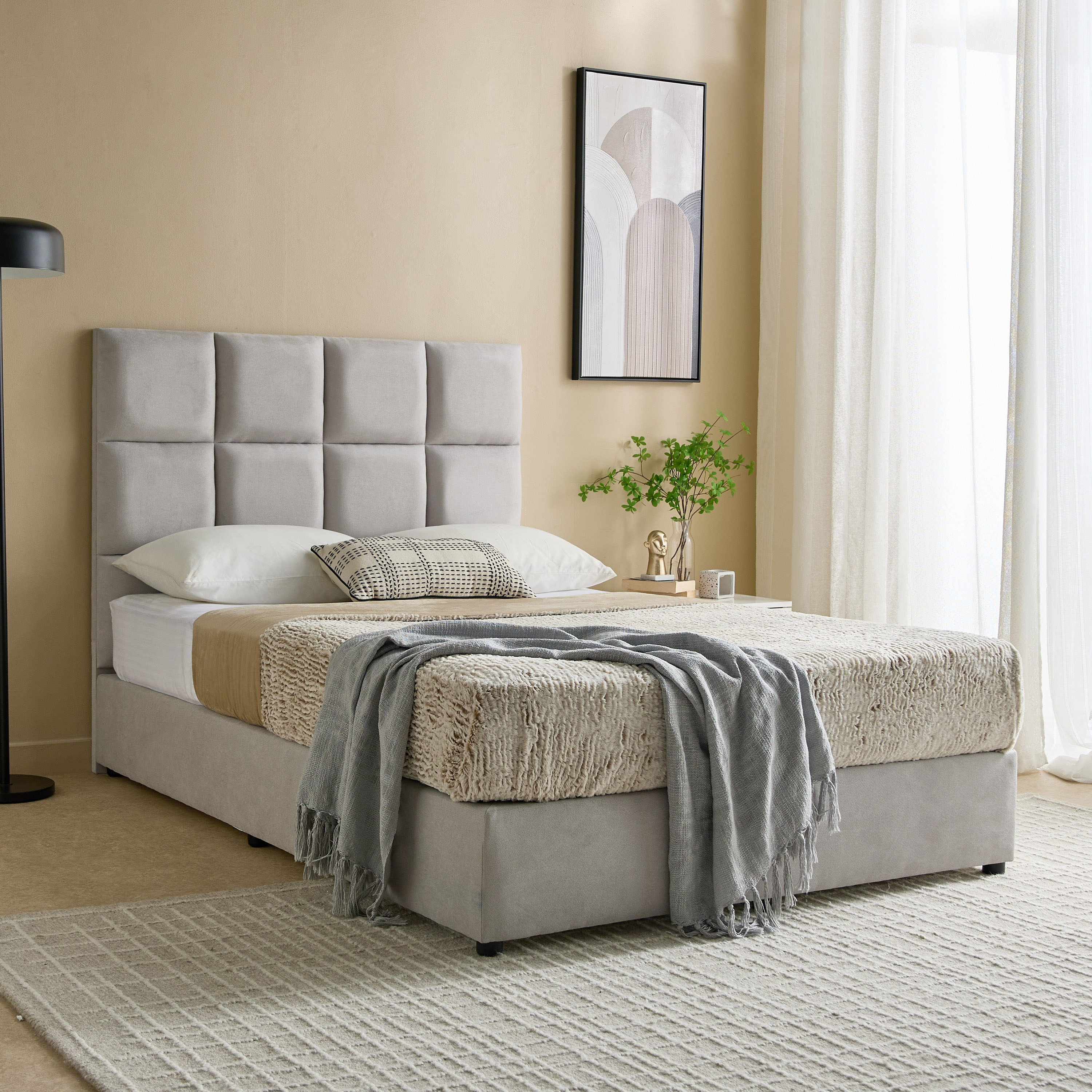 Curvy Rubik Twin Upholstered Bed - 120x200 cm-hbxbedroom-bedsandbedsets-upholsteredbeds-twin-image-7