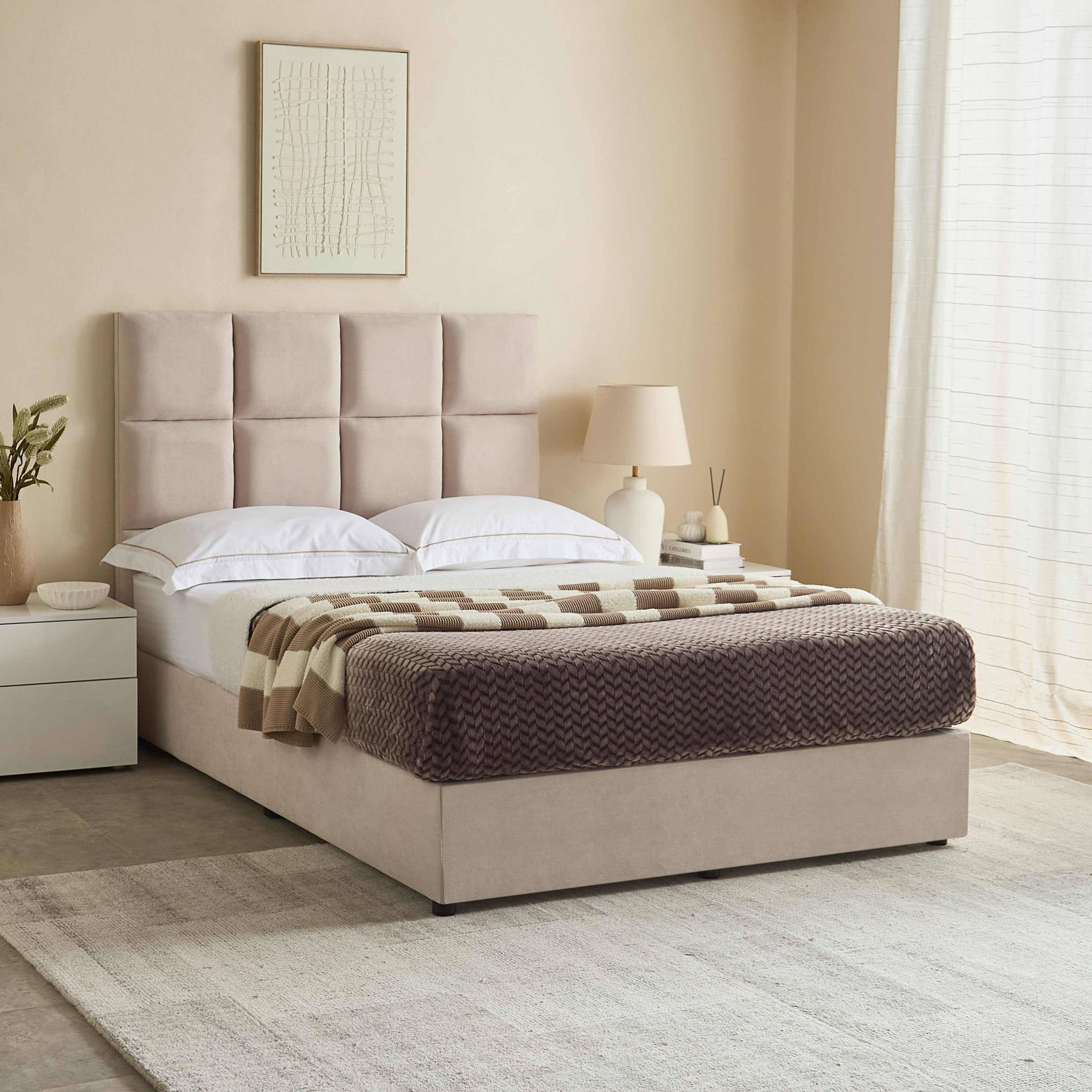 Curvy Rubik Queen Upholstered Bed - 140x200 cm-hbxbedroom-bedsandbedsets-beds-queen-image-7