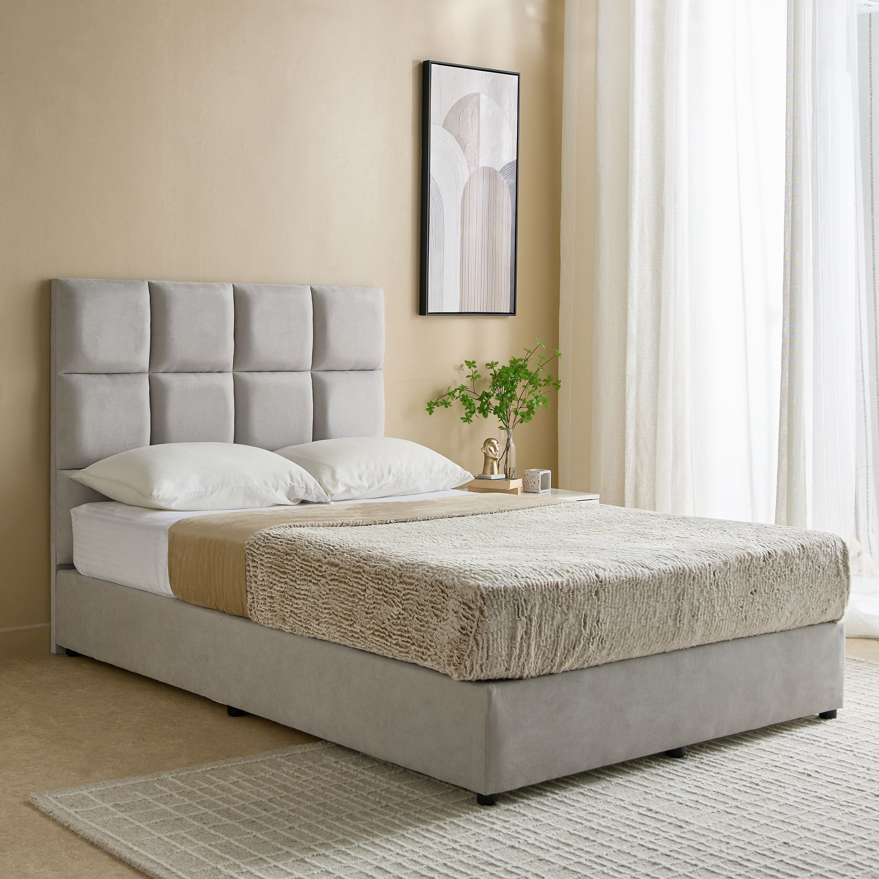 Curvy Rubik Queen Upholstered Bed - 140x200 cm-hbxbedroom-bedsandbedsets-beds-queen-image-1