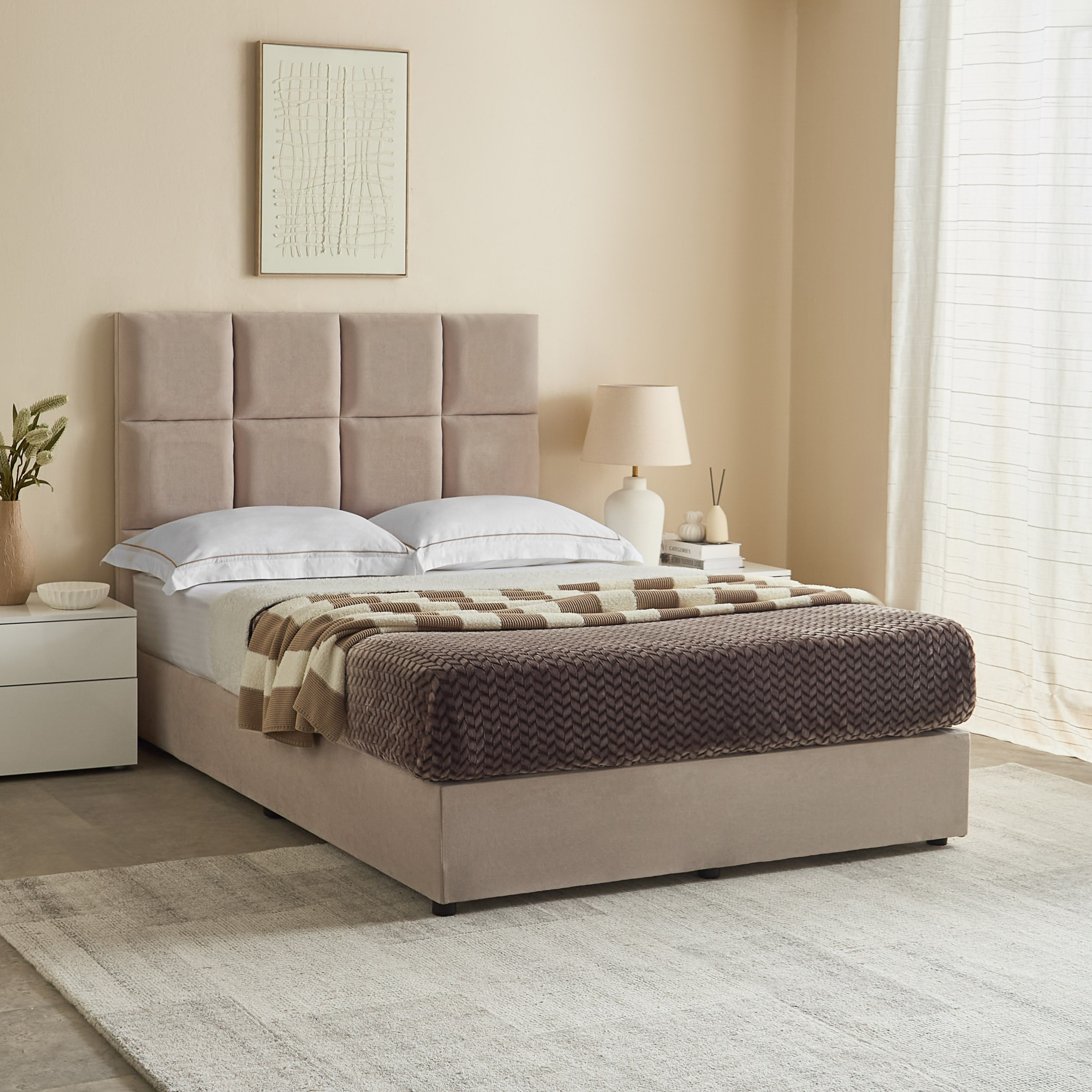 Curvy Rubik Queen Upholstered Bed - 160x200 cm-hbxbedroom-bedsandbedsets-beds-queen-image-7