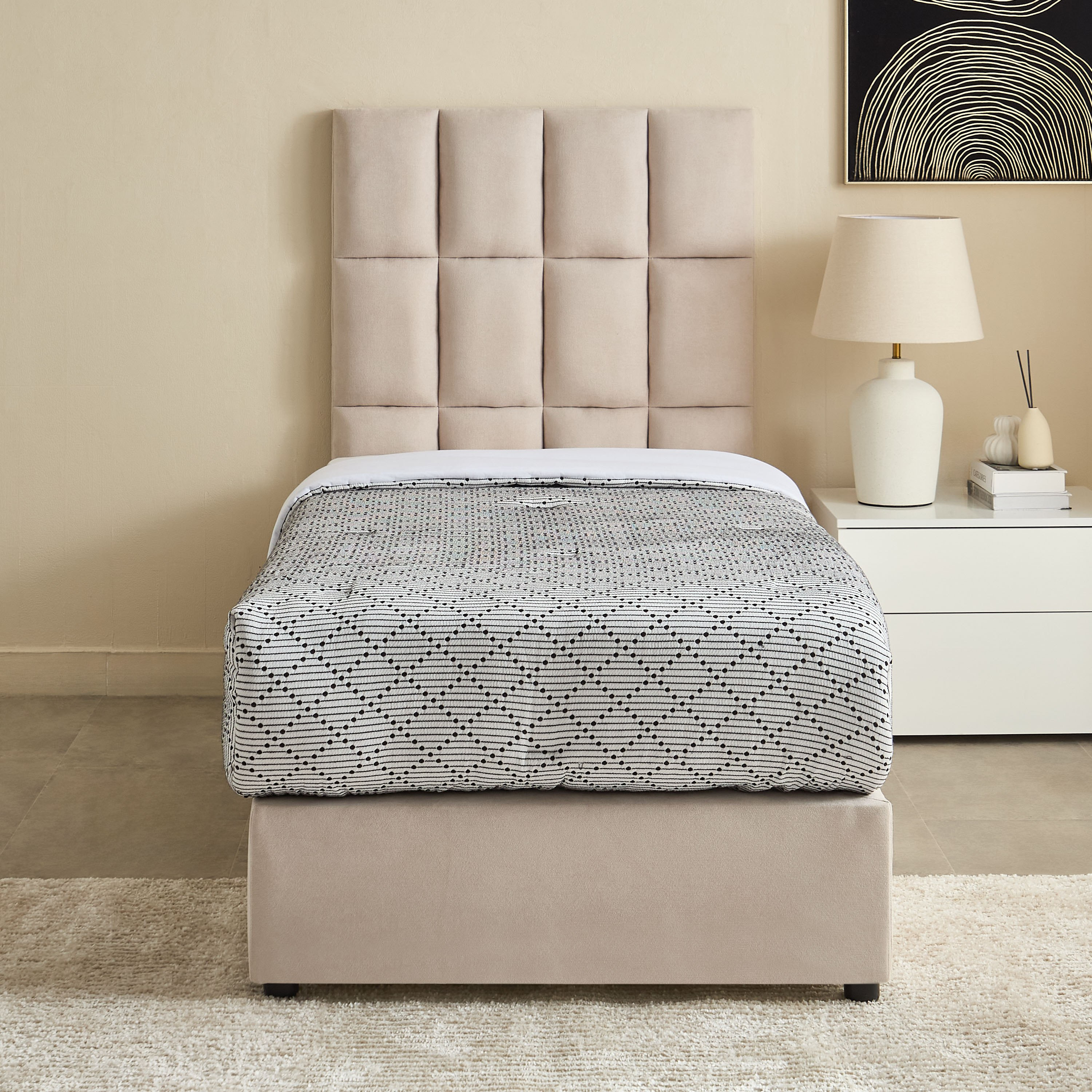 Curvy Rubik Single Upholstered Bed - 90x200 cm-hbxkidsandyouth-bedsandbedsets-beds-single-image-2