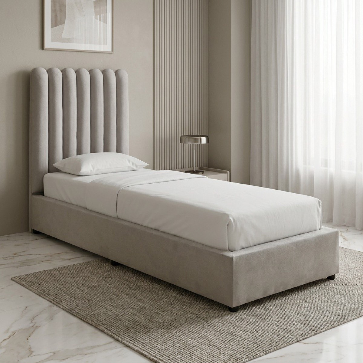Curvy Haze Upholstered Single Bed - 90x200 cm-hbxkidsandyouth-bedsandbedsets-beds-single-image-1