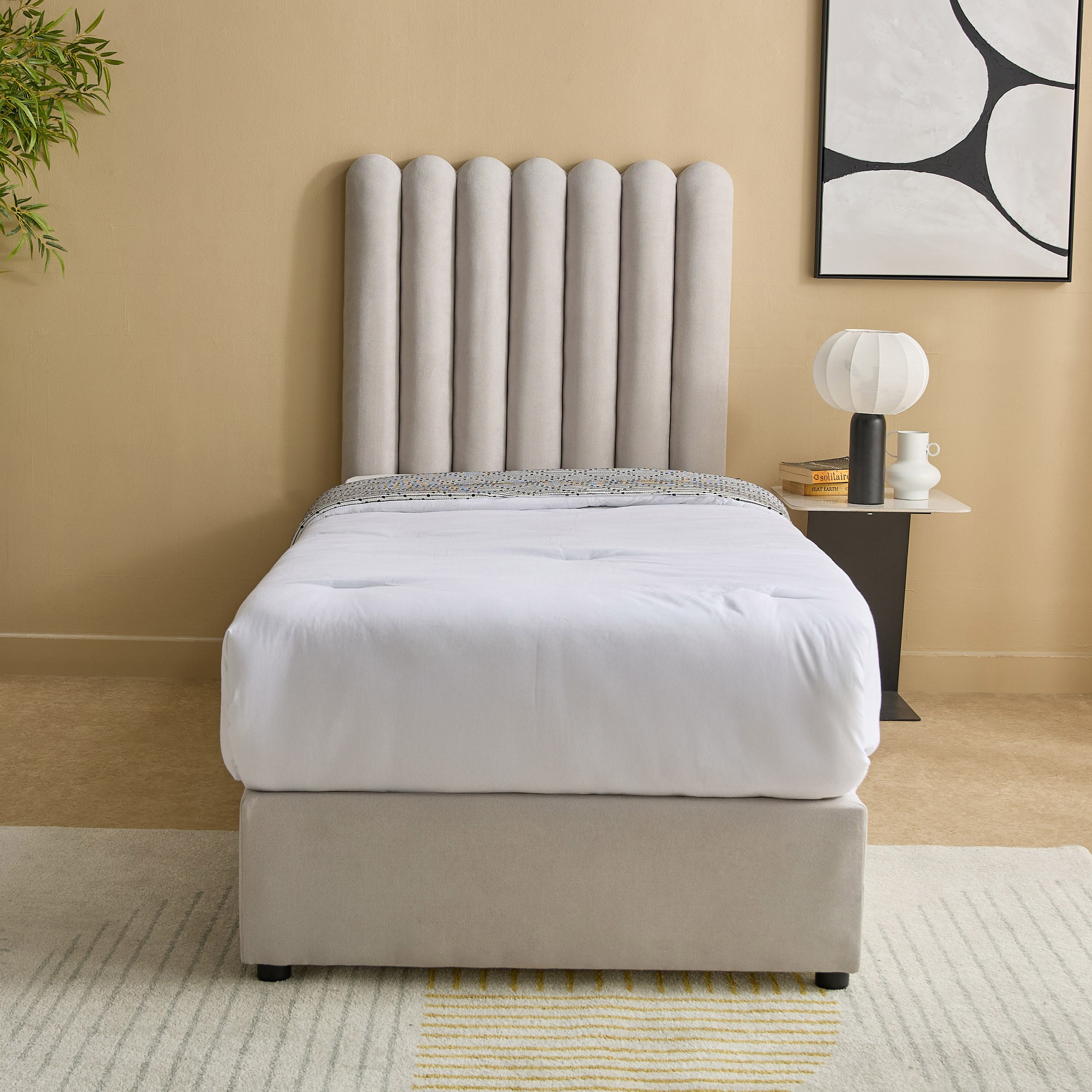 Curvy Haze Upholstered Single Bed - 90x200 cm-hbxkidsandyouth-bedsandbedsets-beds-single-image-2