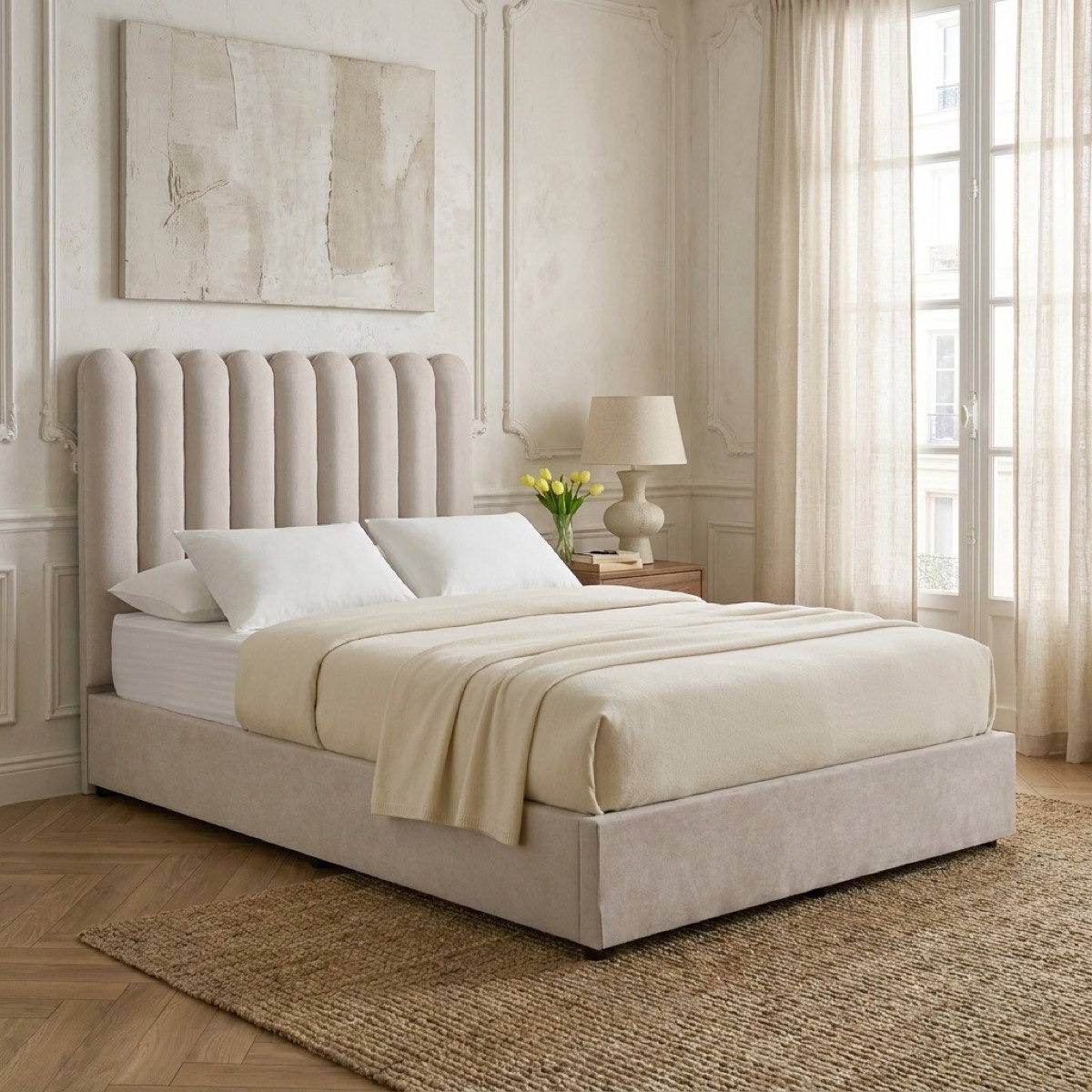 Curvy Haze Upholstered Twin Bed - 120x200 cm-hbxbedroom-bedsandbedsets-upholsteredbeds-twin-image-1