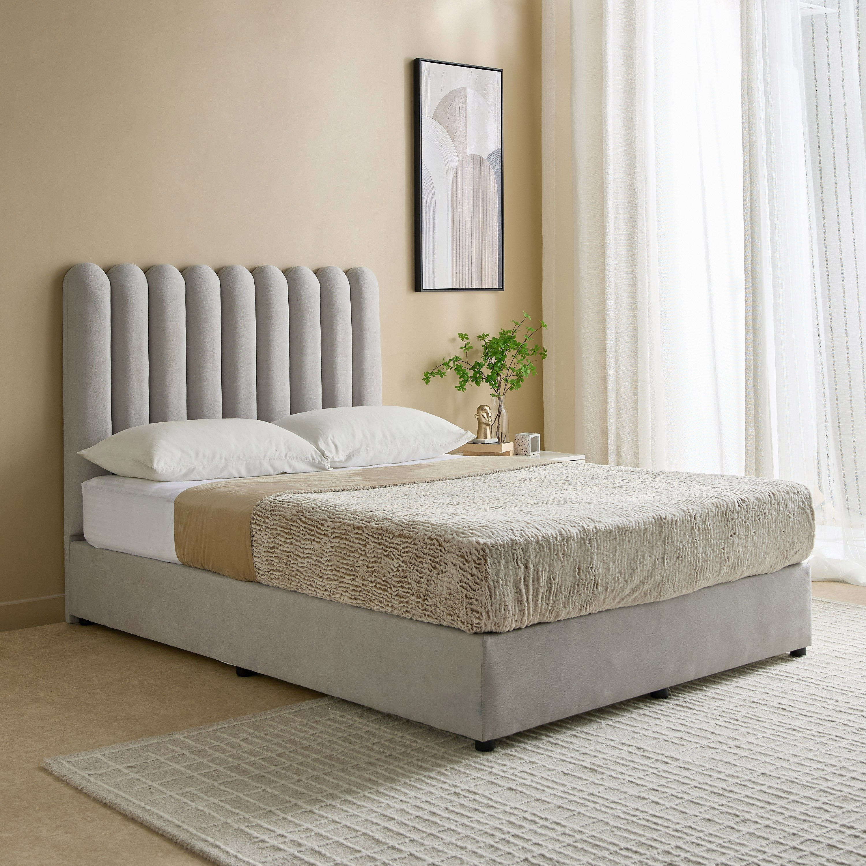 Curvy Haze Upholstered Twin Bed - 120x200 cm-hbxbedroom-bedsandbedsets-upholsteredbeds-twin-image-1