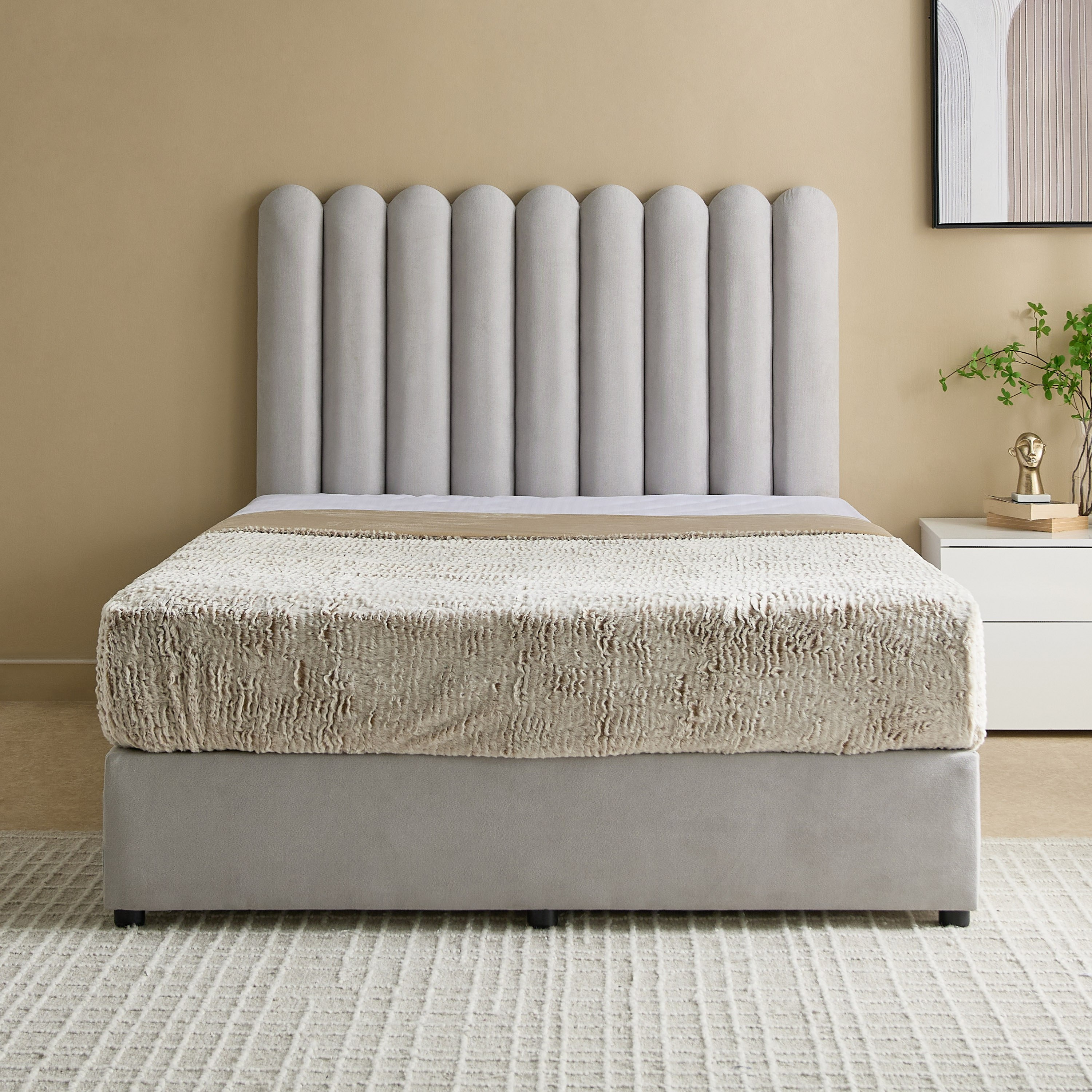 Curvy Haze Upholstered Twin Bed - 120x200 cm-hbxbedroom-bedsandbedsets-upholsteredbeds-twin-image-2