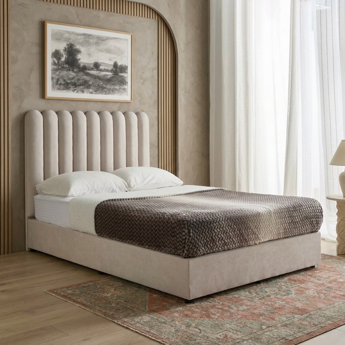 Curvy Haze Upholstered Queen Bed - 160x200 cm-hbxbedroom-bedsandbedsets-beds-queen-image-1