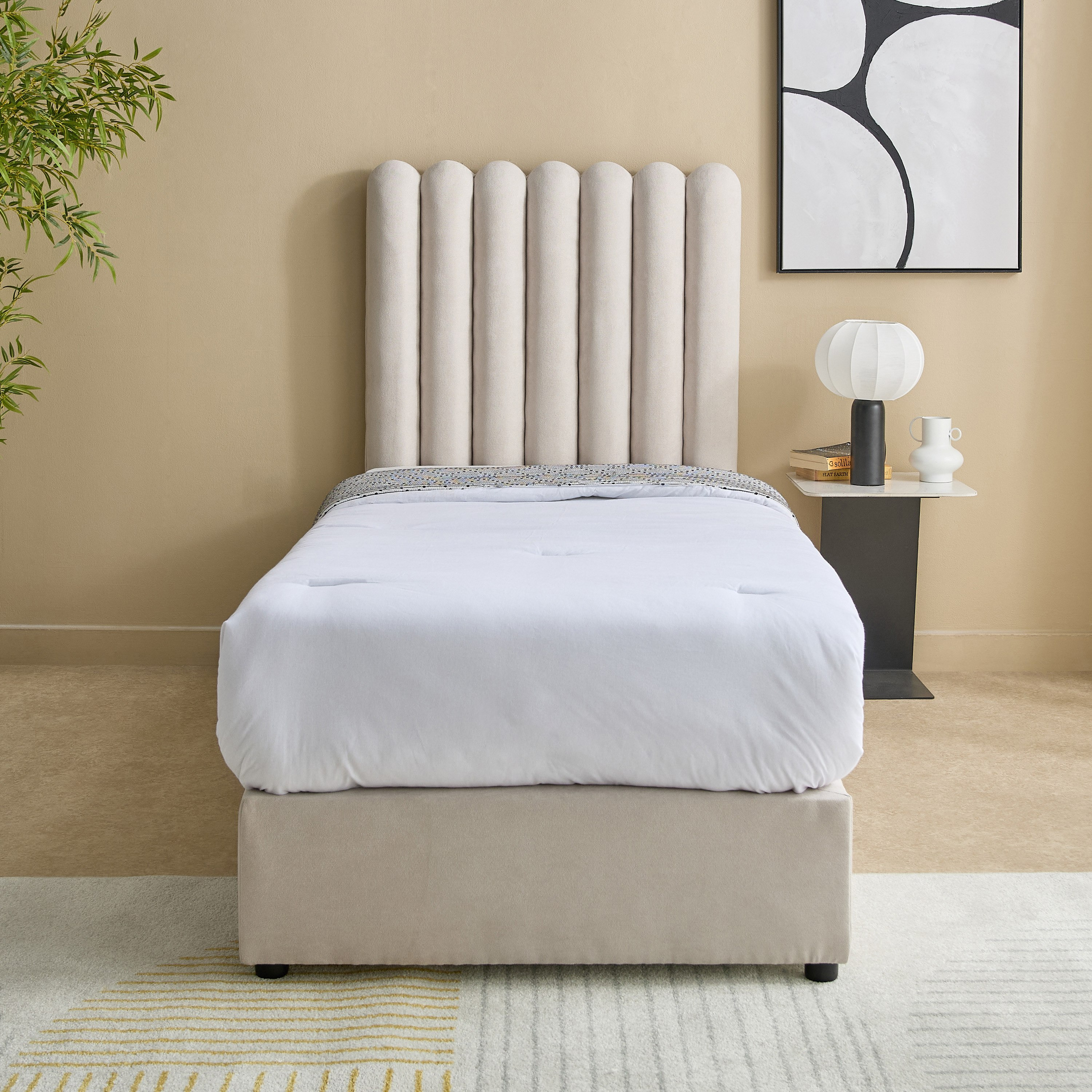 Curvy Haze Upholstered Single Bed - 90x200 cm-hbxkidsandyouth-bedsandbedsets-beds-single-image-2