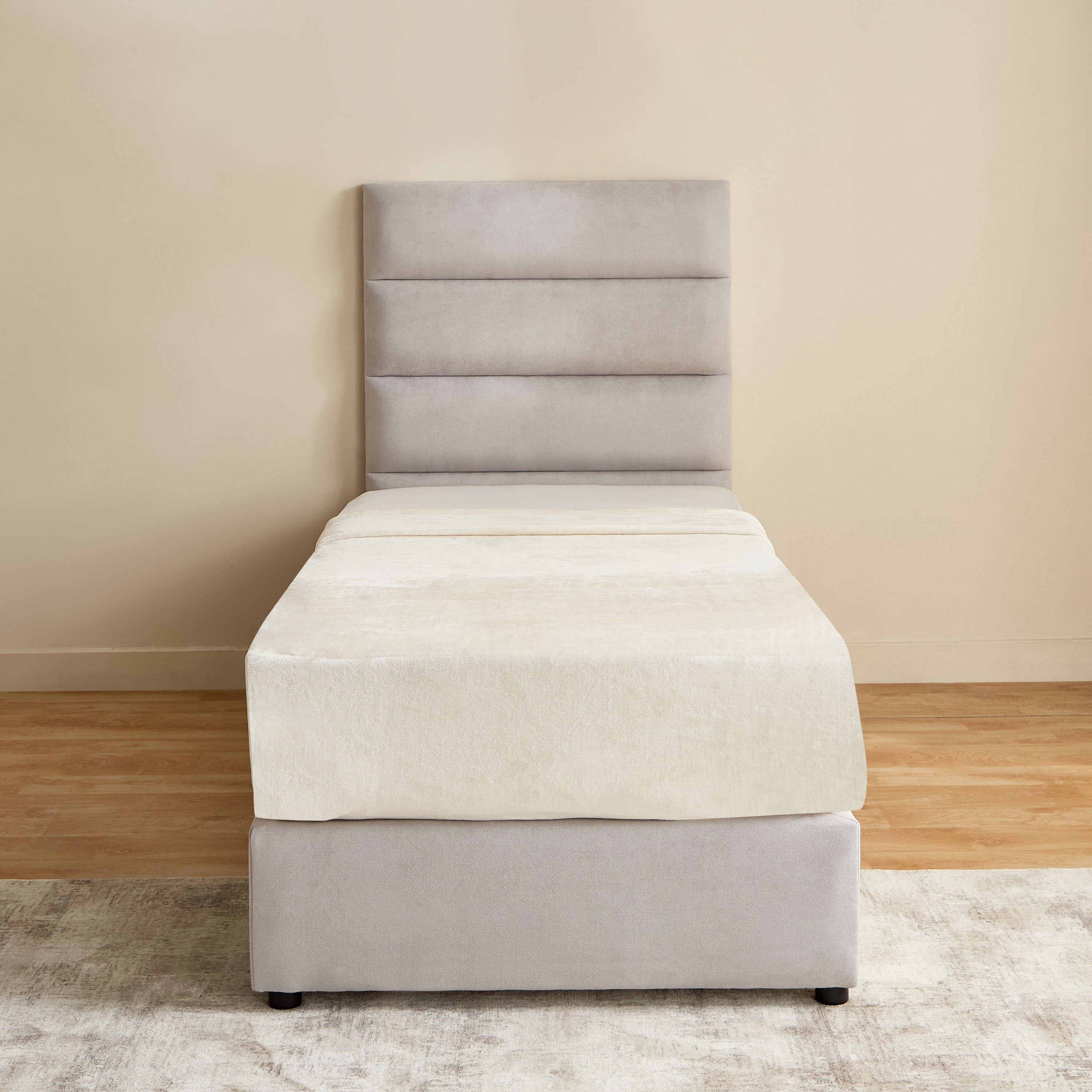 Curvy Linear Upholstered Single Bed - 90x200 cm-hbxkidsandyouth-bedsandbedsets-beds-single-image-2