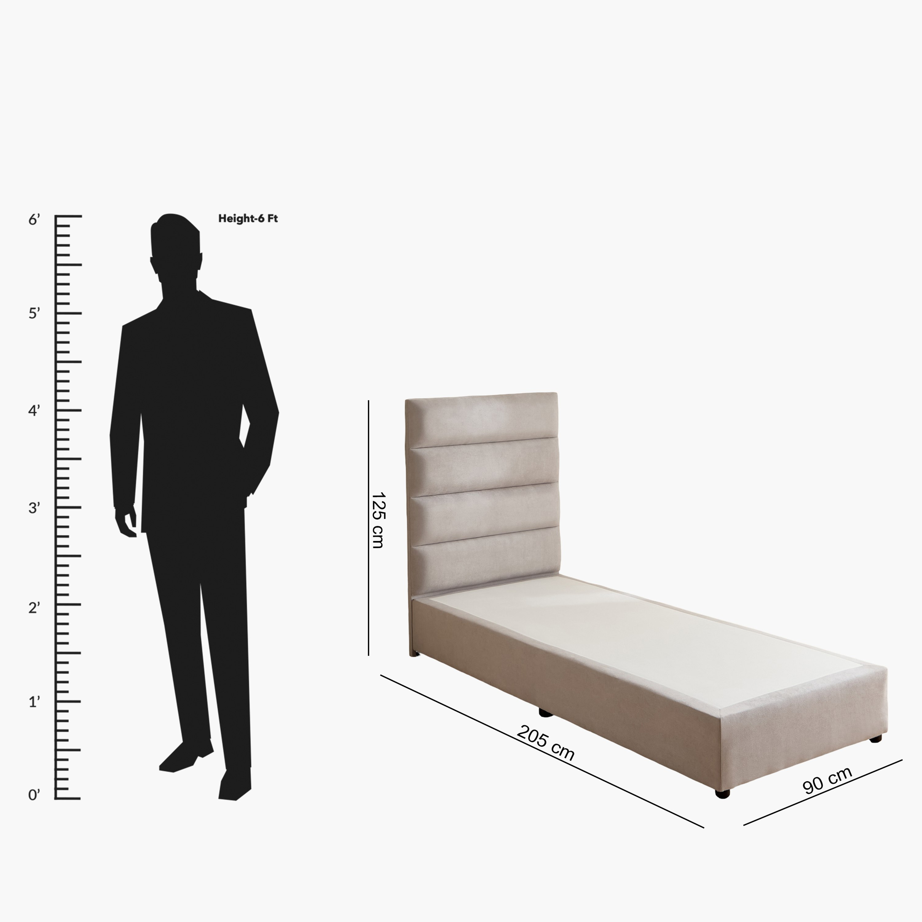 Curvy Linear Upholstered Single Bed - 90x200 cm-hbxkidsandyouth-bedsandbedsets-beds-single-image-9
