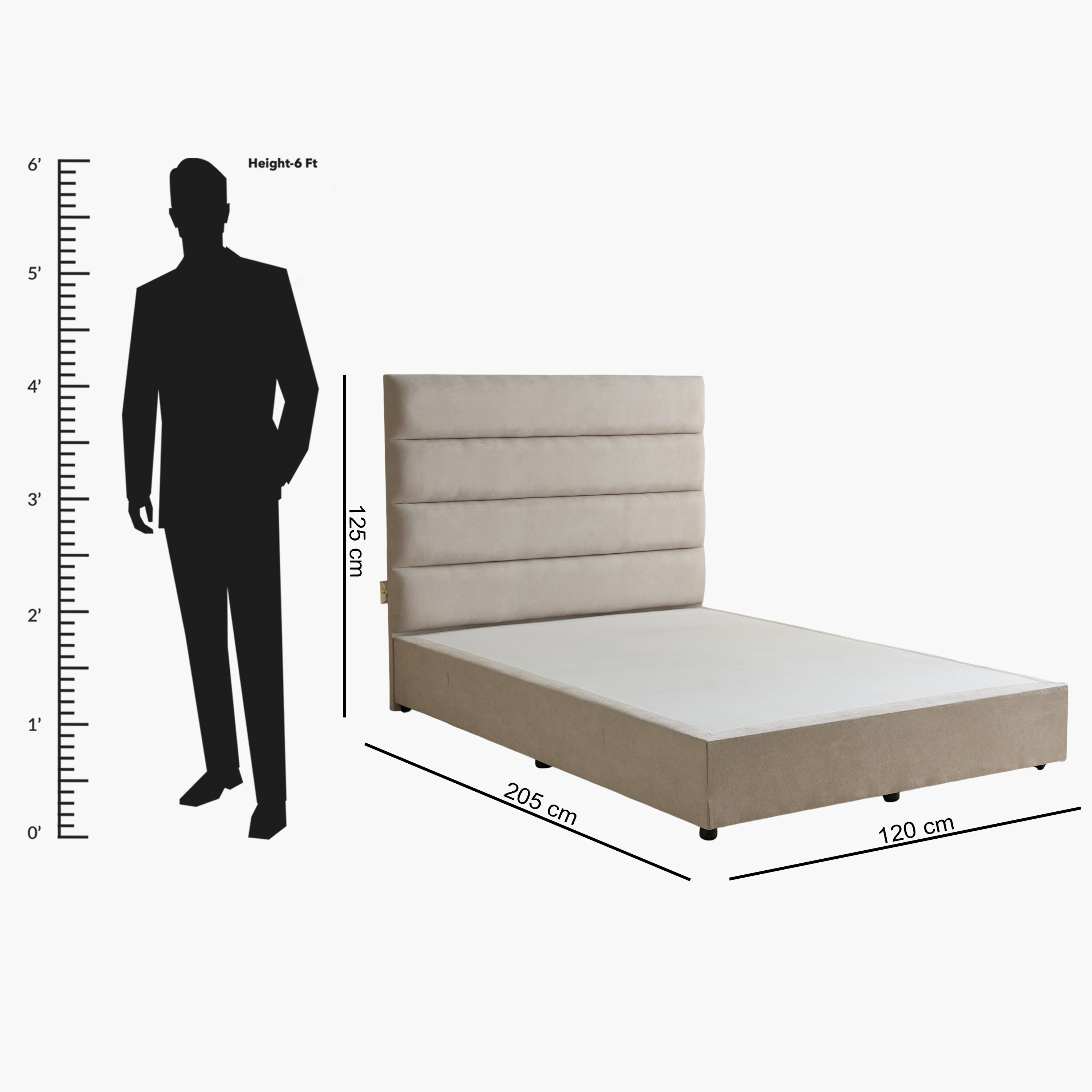 Curvy Linear Upholstered Twin Bed - 120x200 cm-hbxbedroom-bedsandbedsets-upholsteredbeds-twin-image-9