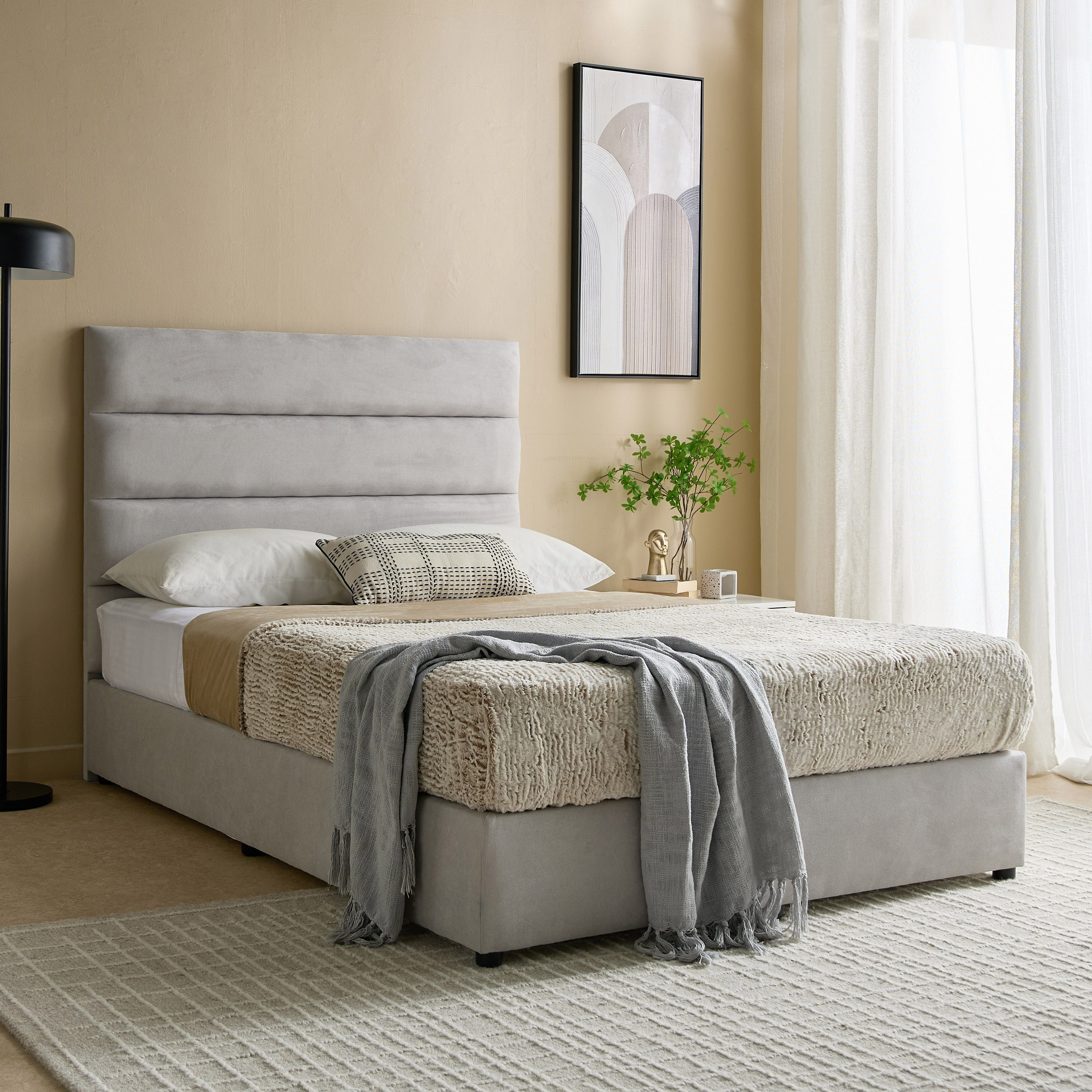 Curvy Linear Upholstered Twin Bed - 120x200 cm-hbxbedroom-bedsandbedsets-upholsteredbeds-twin-image-7