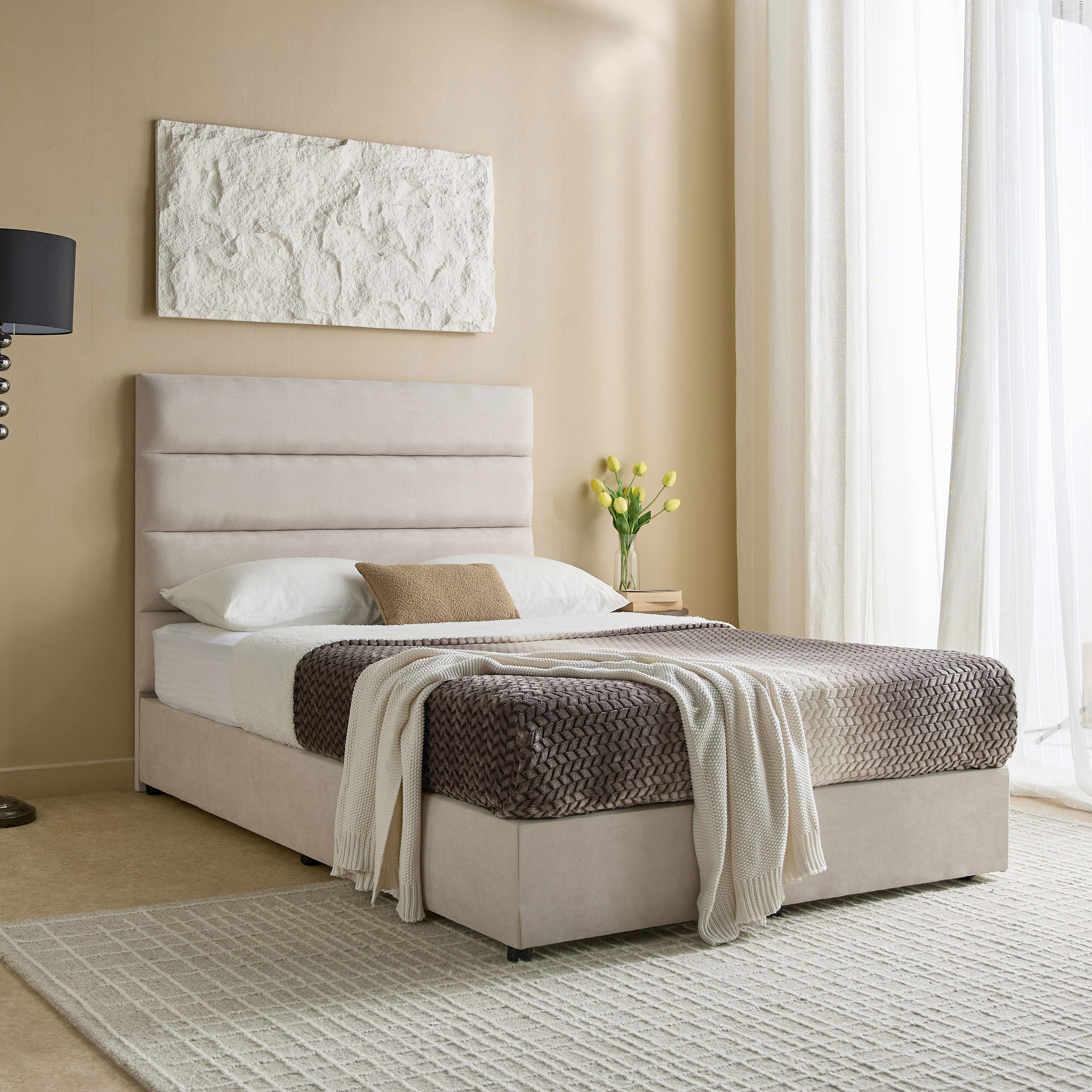 Curvy Linear Upholstered Queen Bed - 140x200 cm-hbxbedroom-bedsandbedsets-beds-queen-image-7