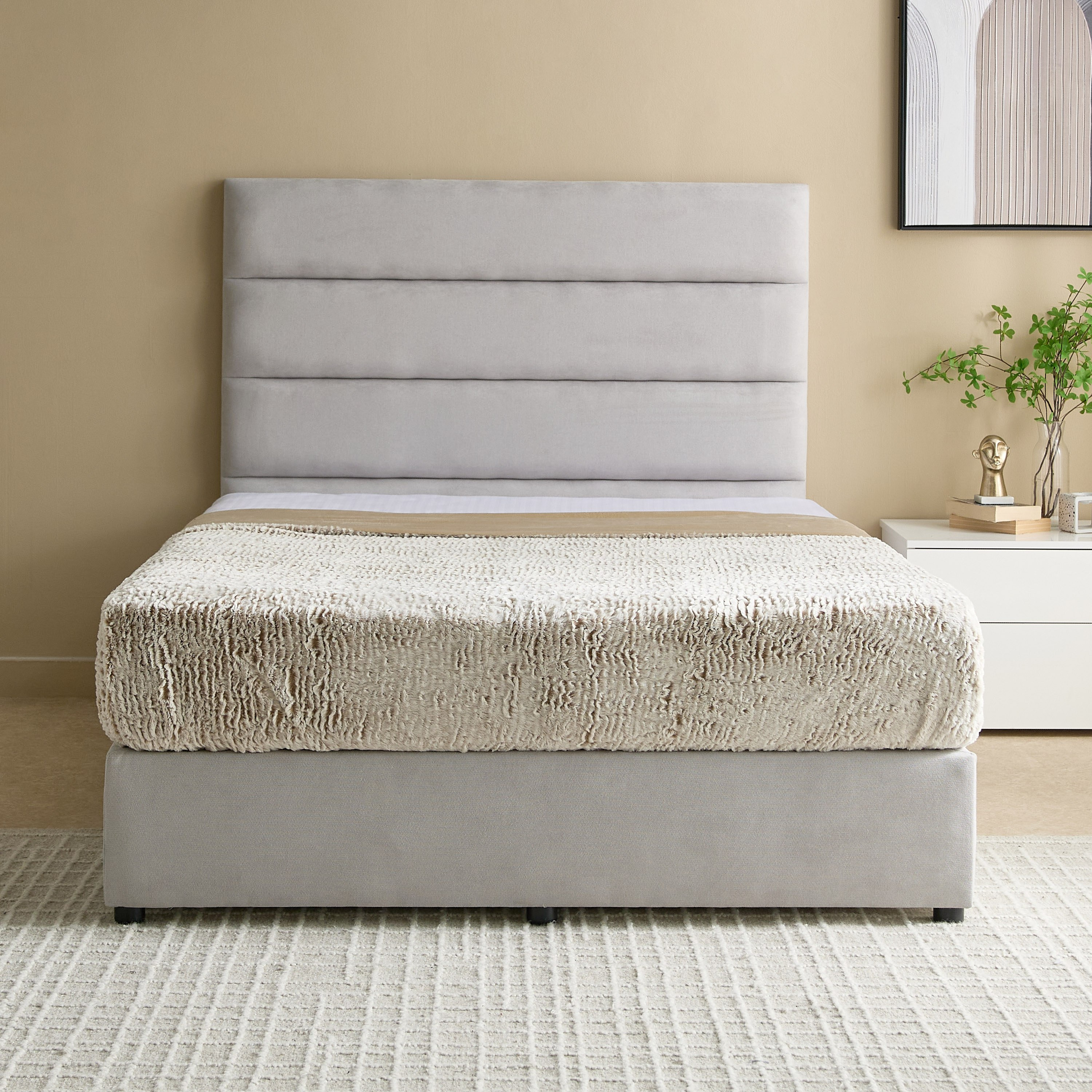 Curvy Linear Upholstered Queen Bed - 140x200 cm-hbxbedroom-bedsandbedsets-beds-queen-image-2