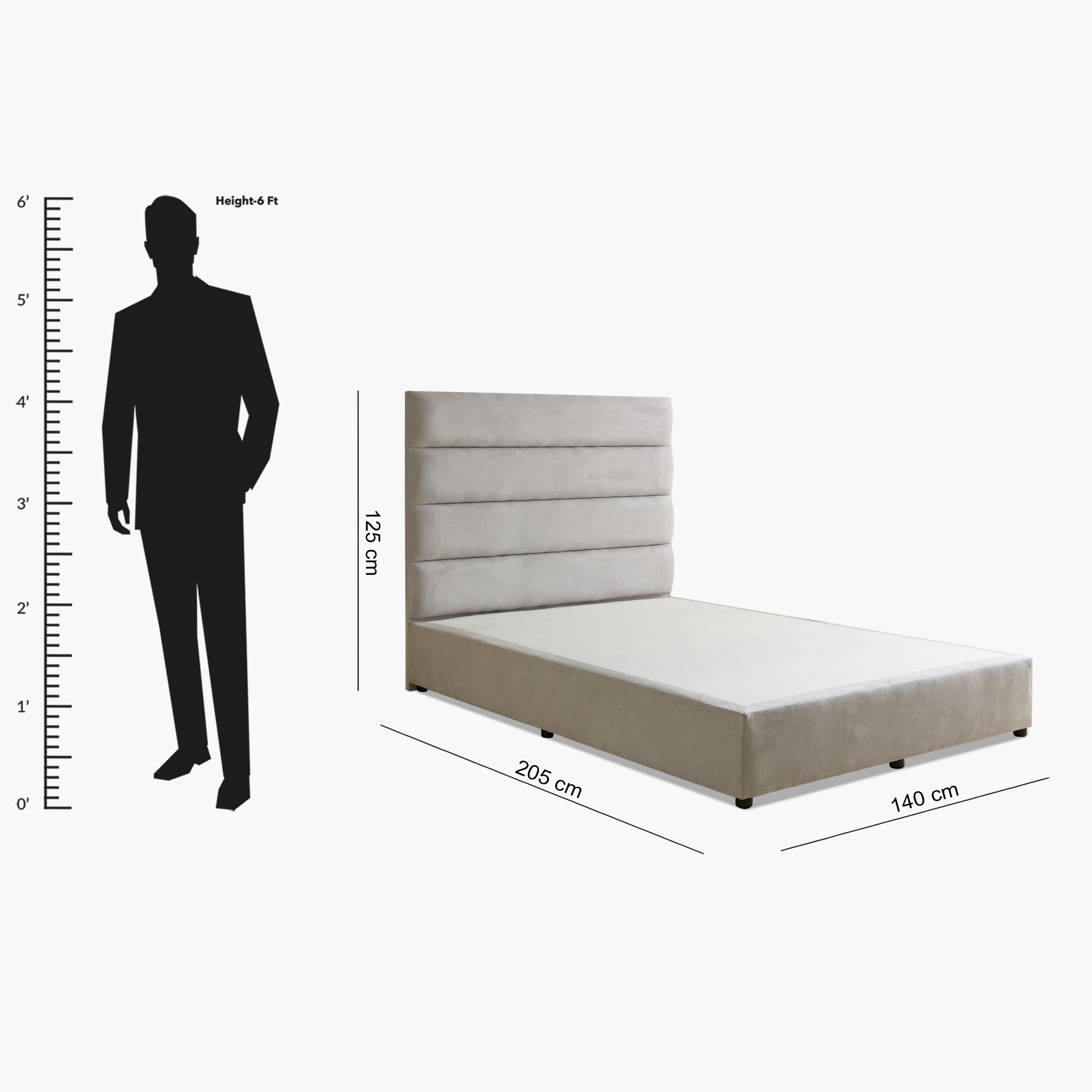 Curvy Linear Upholstered Queen Bed - 140x200 cm-hbxbedroom-bedsandbedsets-beds-queen-image-9