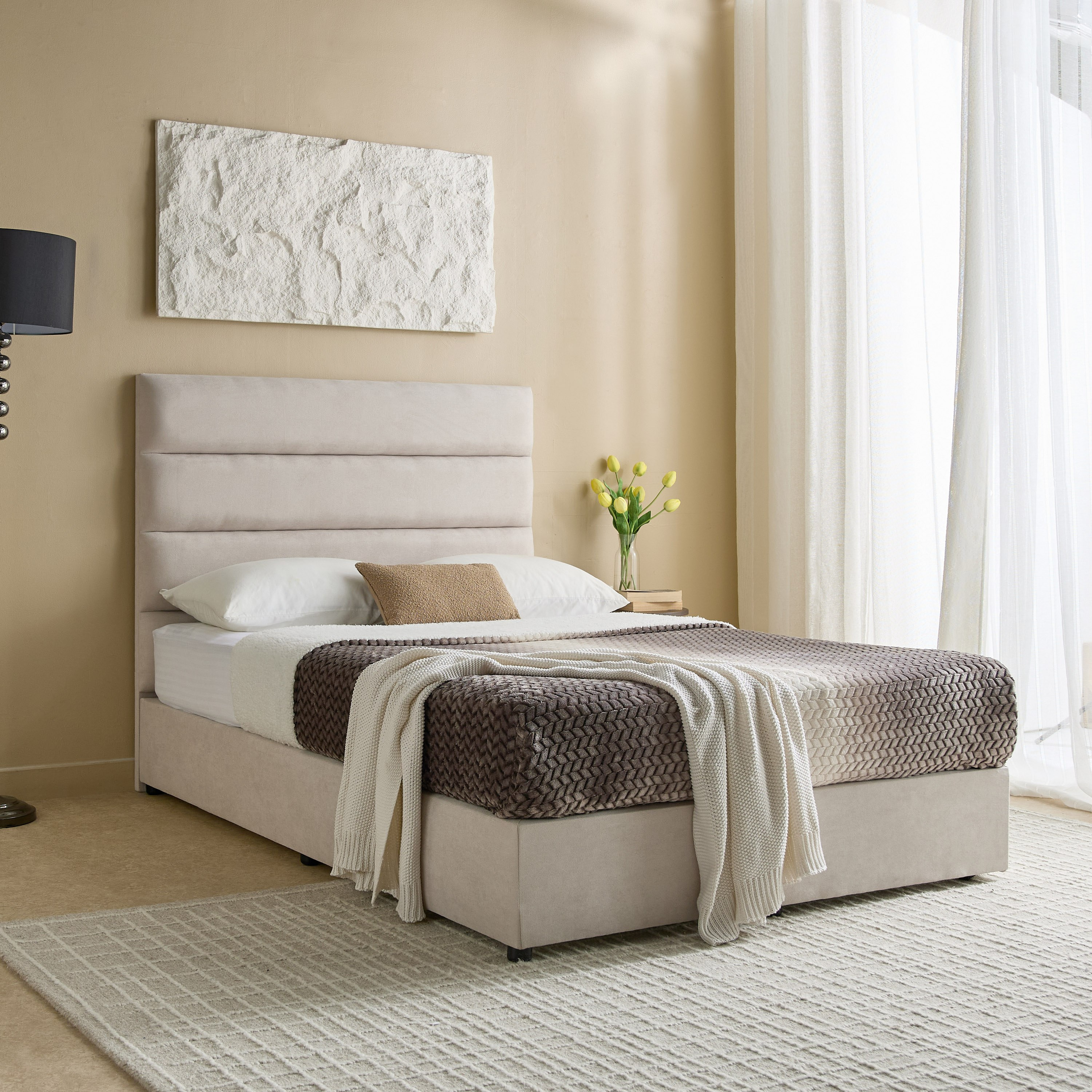 Curvy Linear Upholstered Queen Bed - 160x200 cm-hbxbedroom-bedsandbedsets-beds-queen-image-7