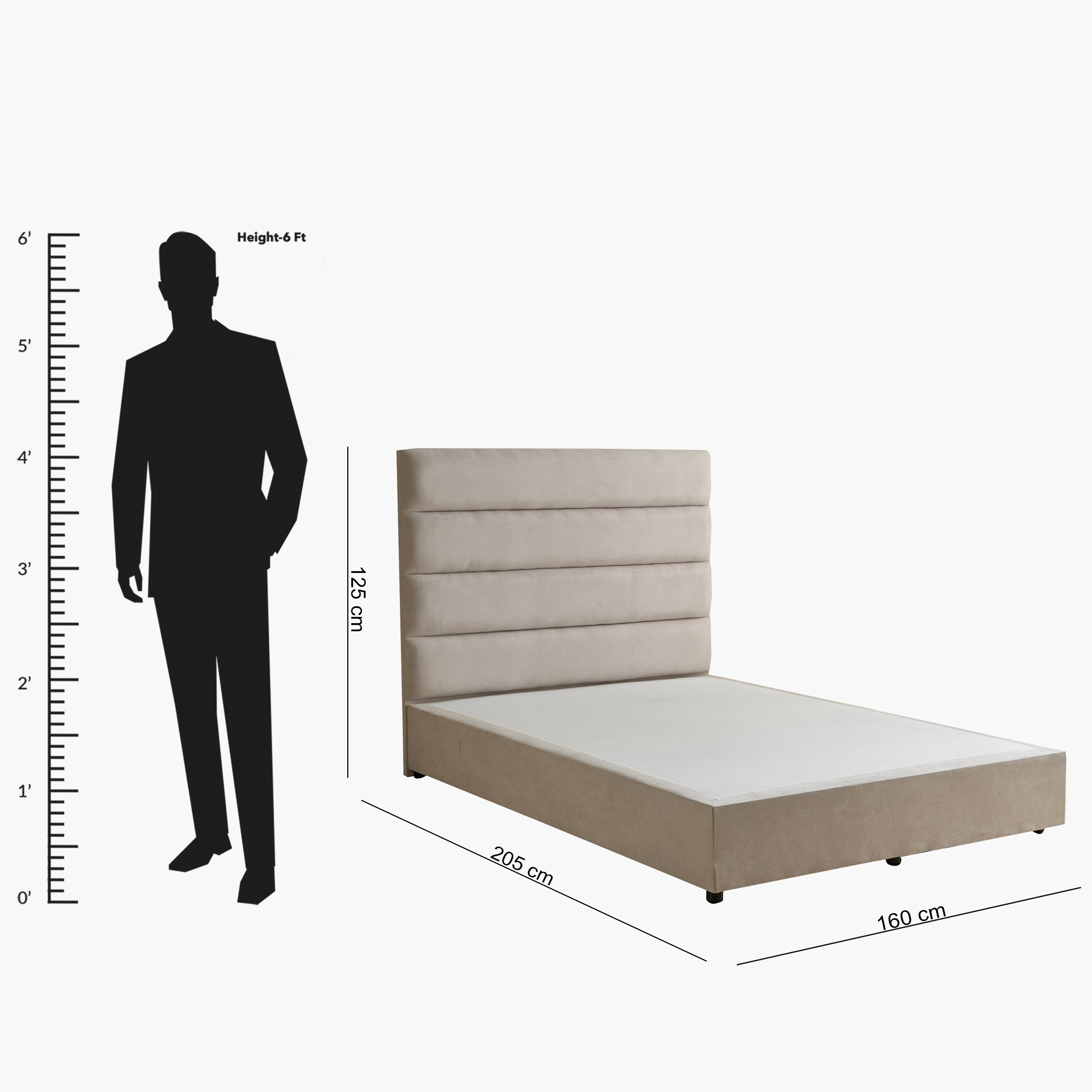 Curvy Linear Upholstered Queen Bed - 160x200 cm-hbxbedroom-bedsandbedsets-beds-queen-image-9