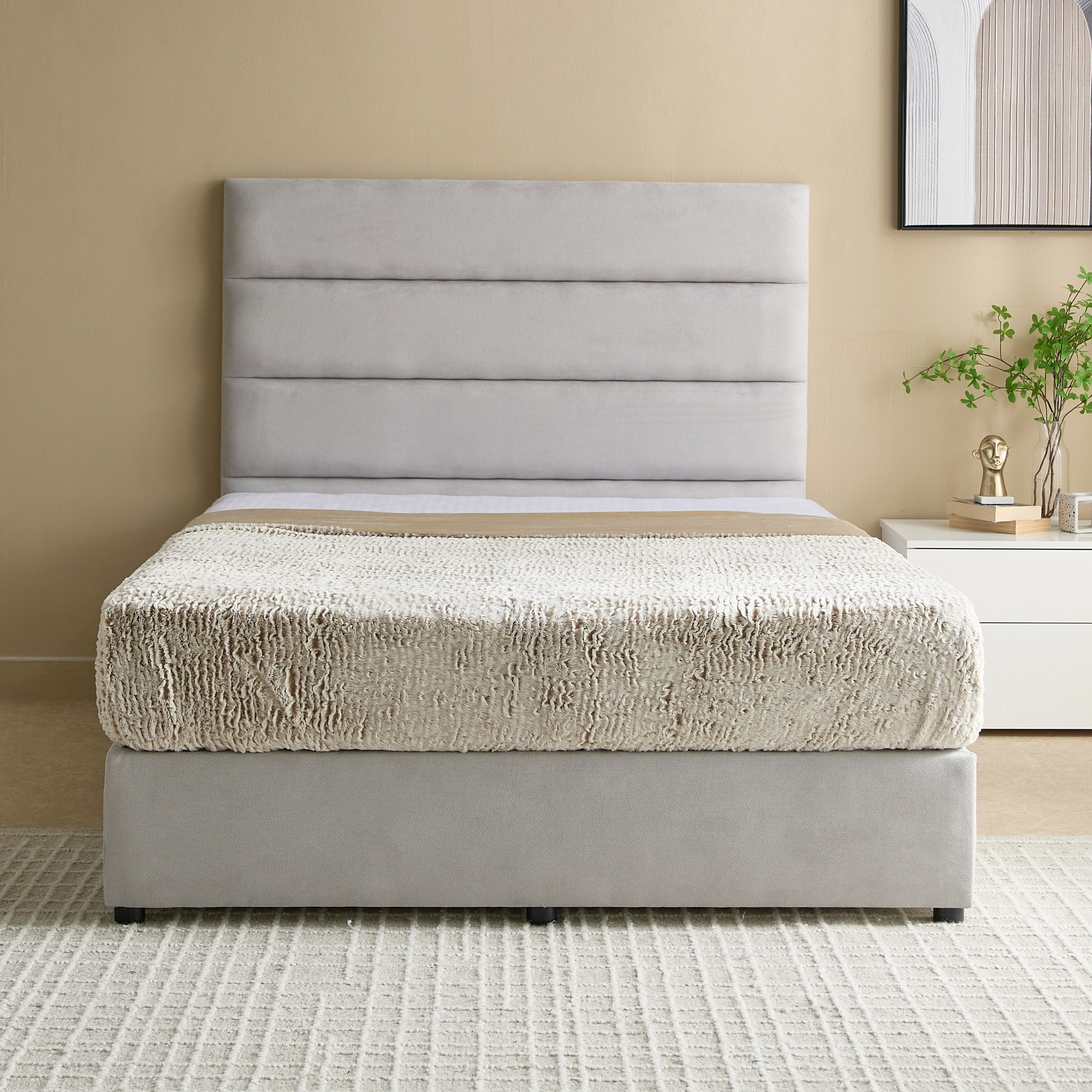 Curvy Linear Upholstered Queen Bed - 160x200 cm-hbxbedroom-bedsandbedsets-beds-queen-image-2