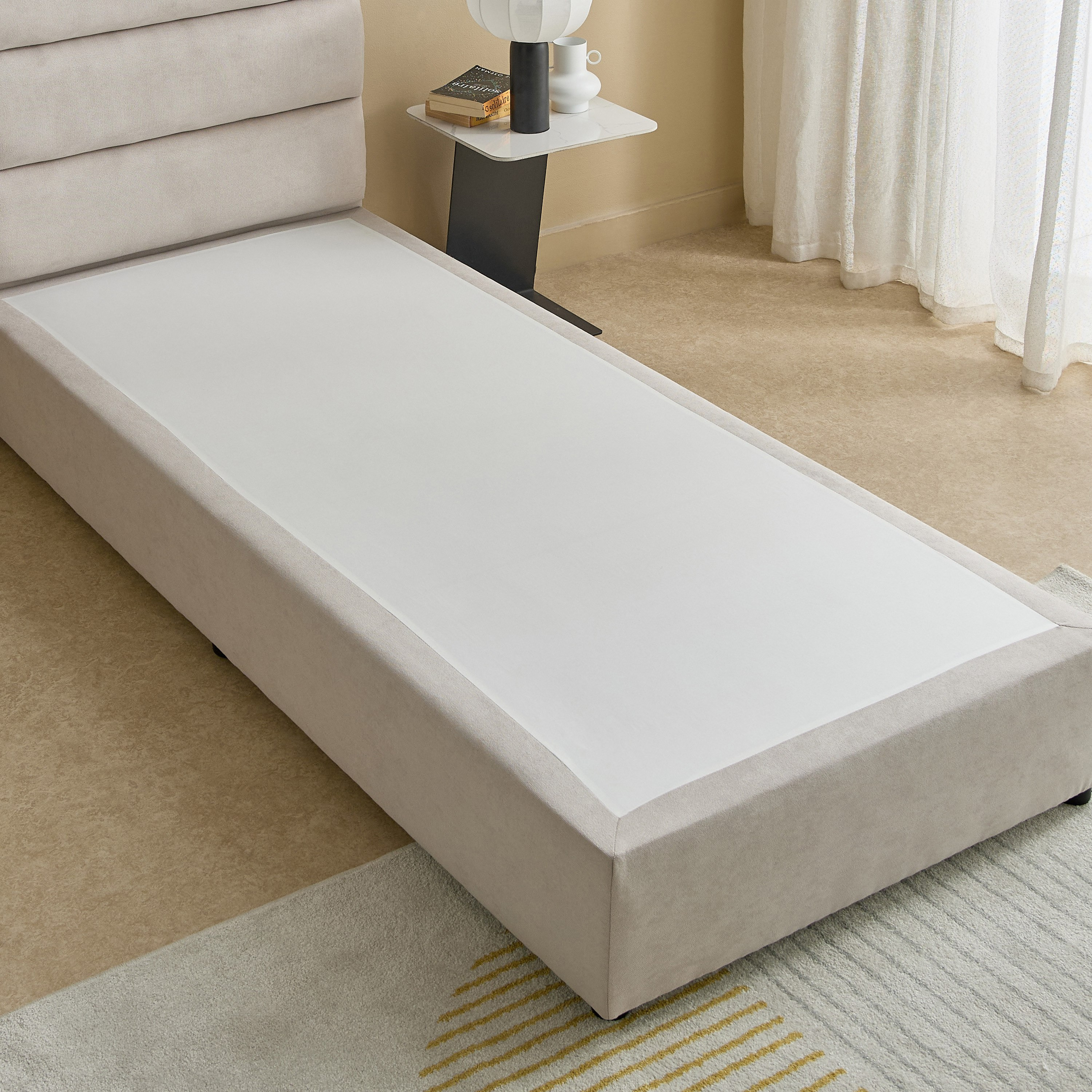 Curvy Linear Upholstered Single Bed - 90x200 cm-hbxkidsandyouth-bedsandbedsets-beds-single-image-6