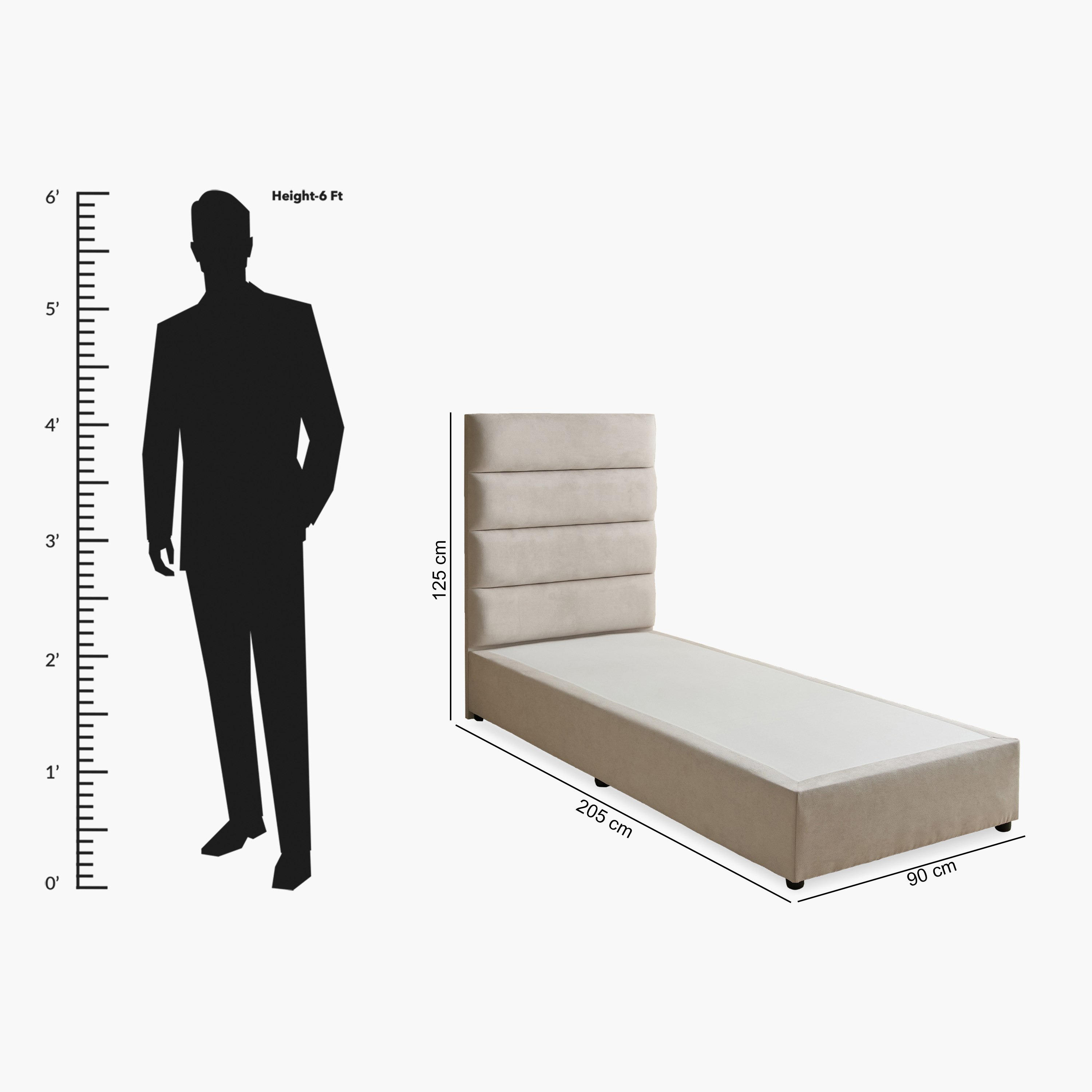 Curvy Linear Upholstered Single Bed - 90x200 cm-hbxkidsandyouth-bedsandbedsets-beds-single-image-9