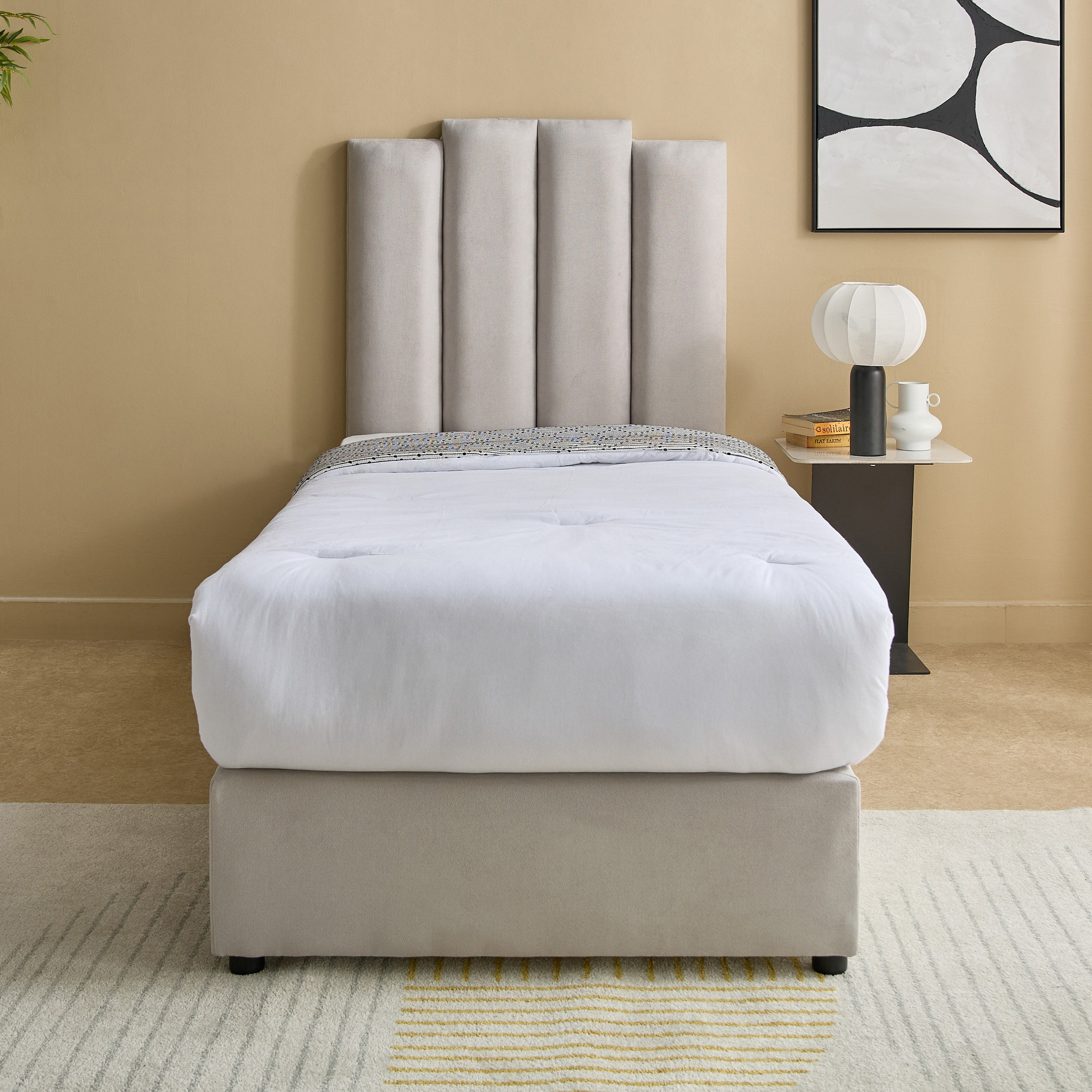 Curvy Riston Upholstered Single Bed - 90x200 cm-hbxkidsandyouth-bedsandbedsets-beds-single-image-2