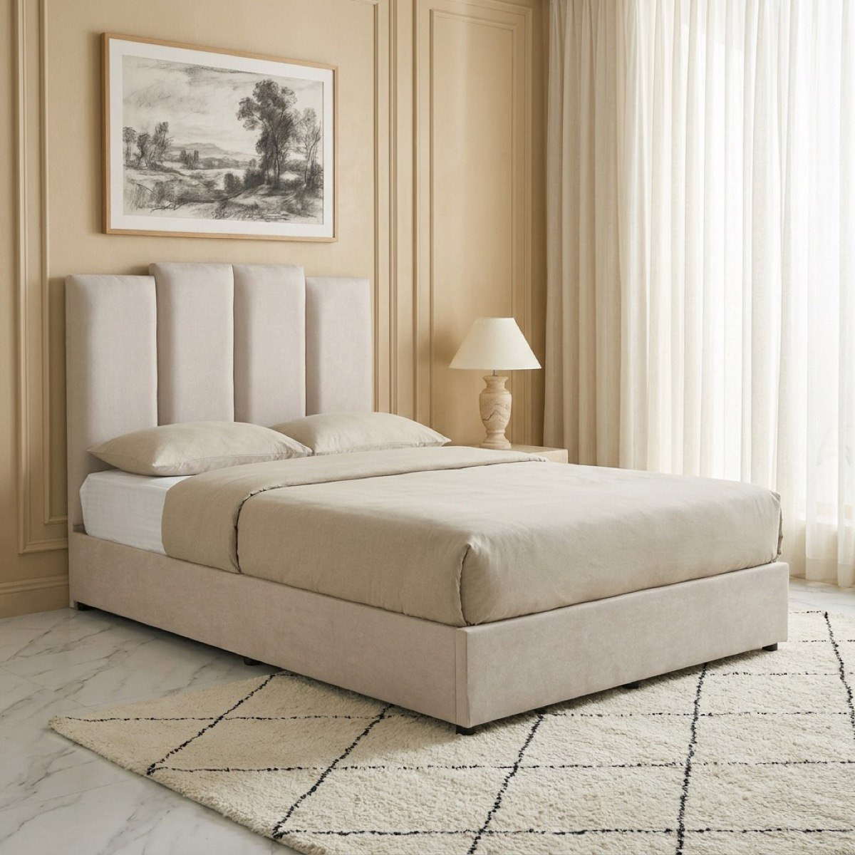 Curvy Riston Upholstered Queen Bed - 140x200 cm-hbxbedroom-bedsandbedsets-beds-queen-image-1