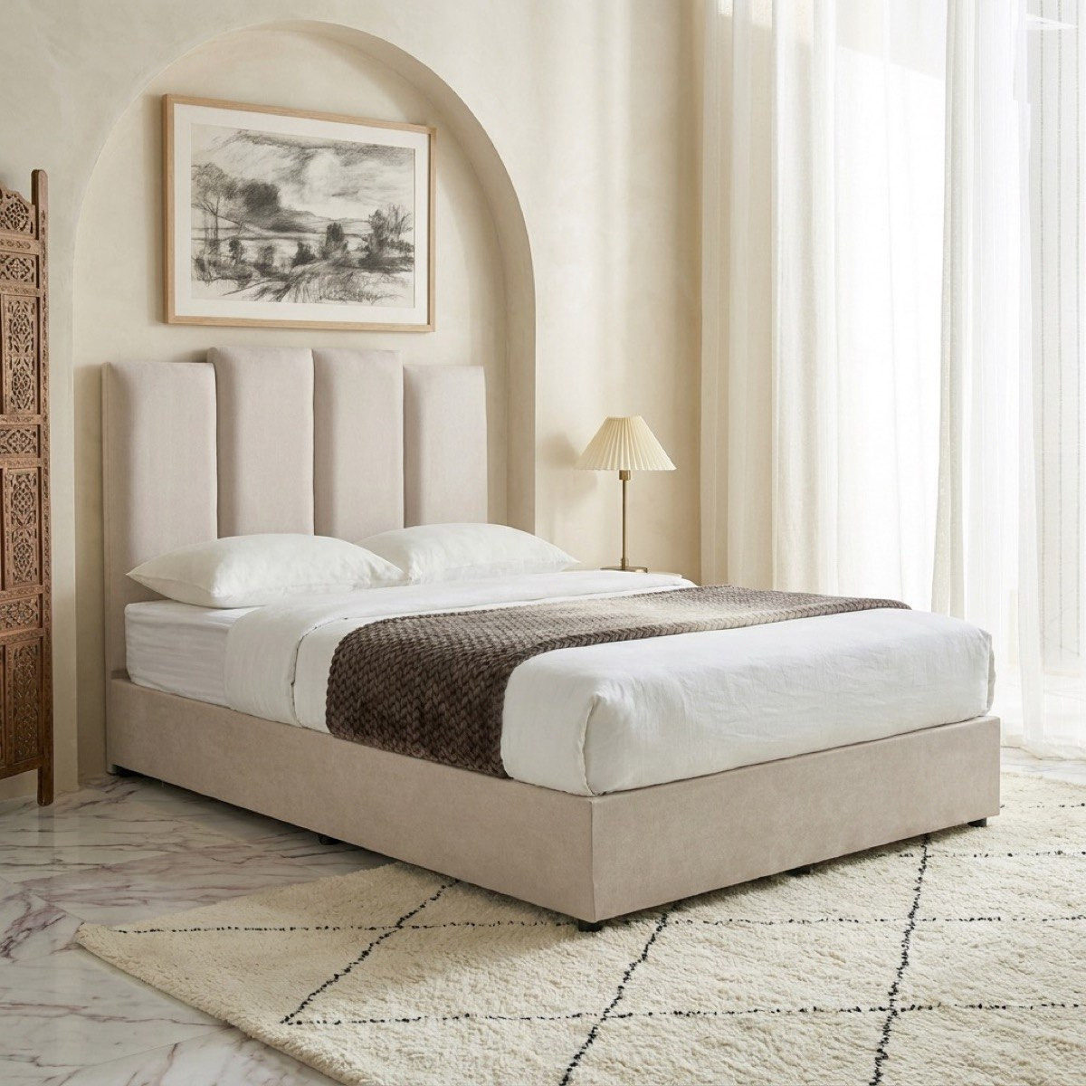 Curvy Riston Upholstered Queen Bed - 160x200 cm-hbxbedroom-bedsandbedsets-beds-queen-image-1