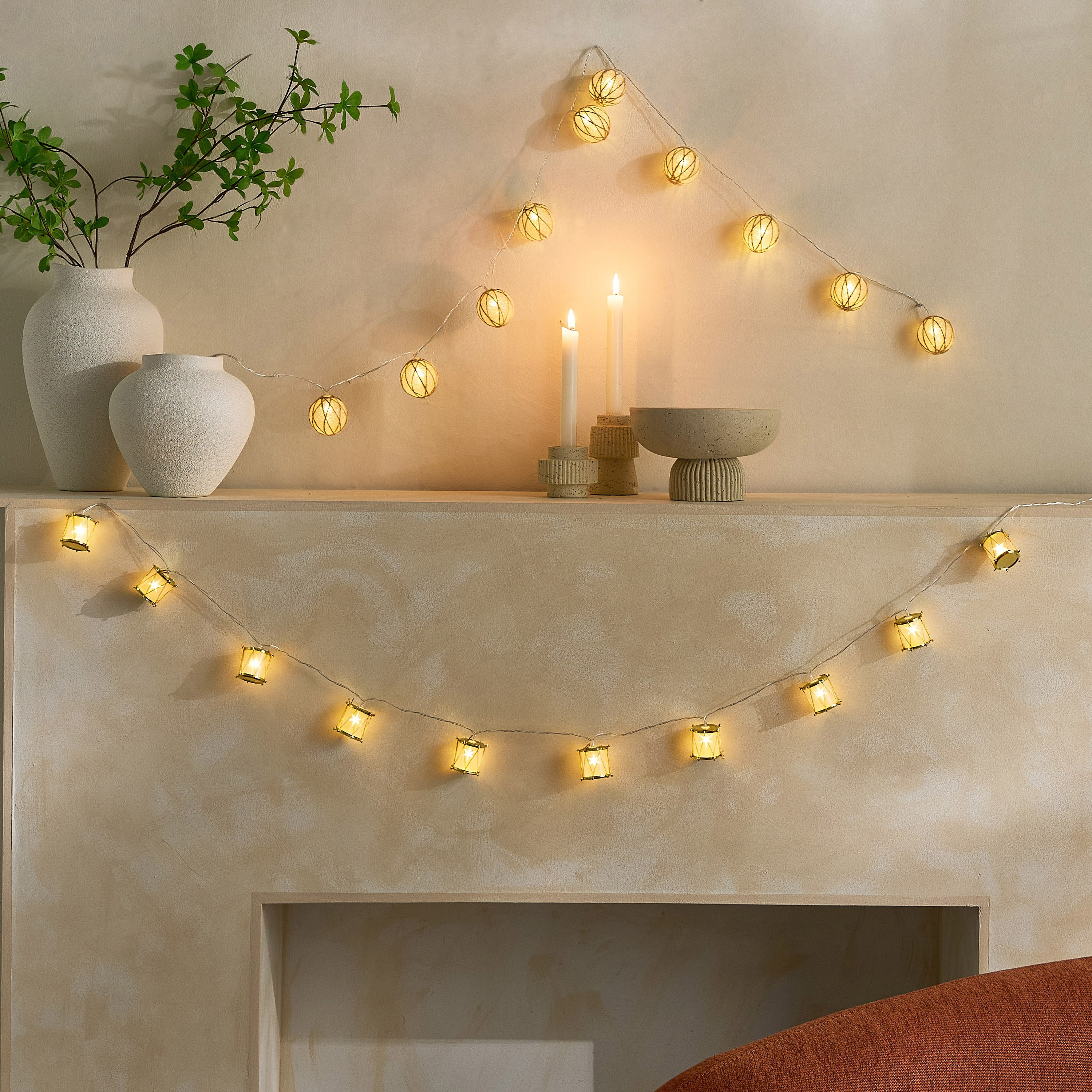 Elio 10 LED Warm String Light with Hemp Rope Balls - 1.35 M-hbxdiningroom-lighting-decorativesandstringlights-image-4