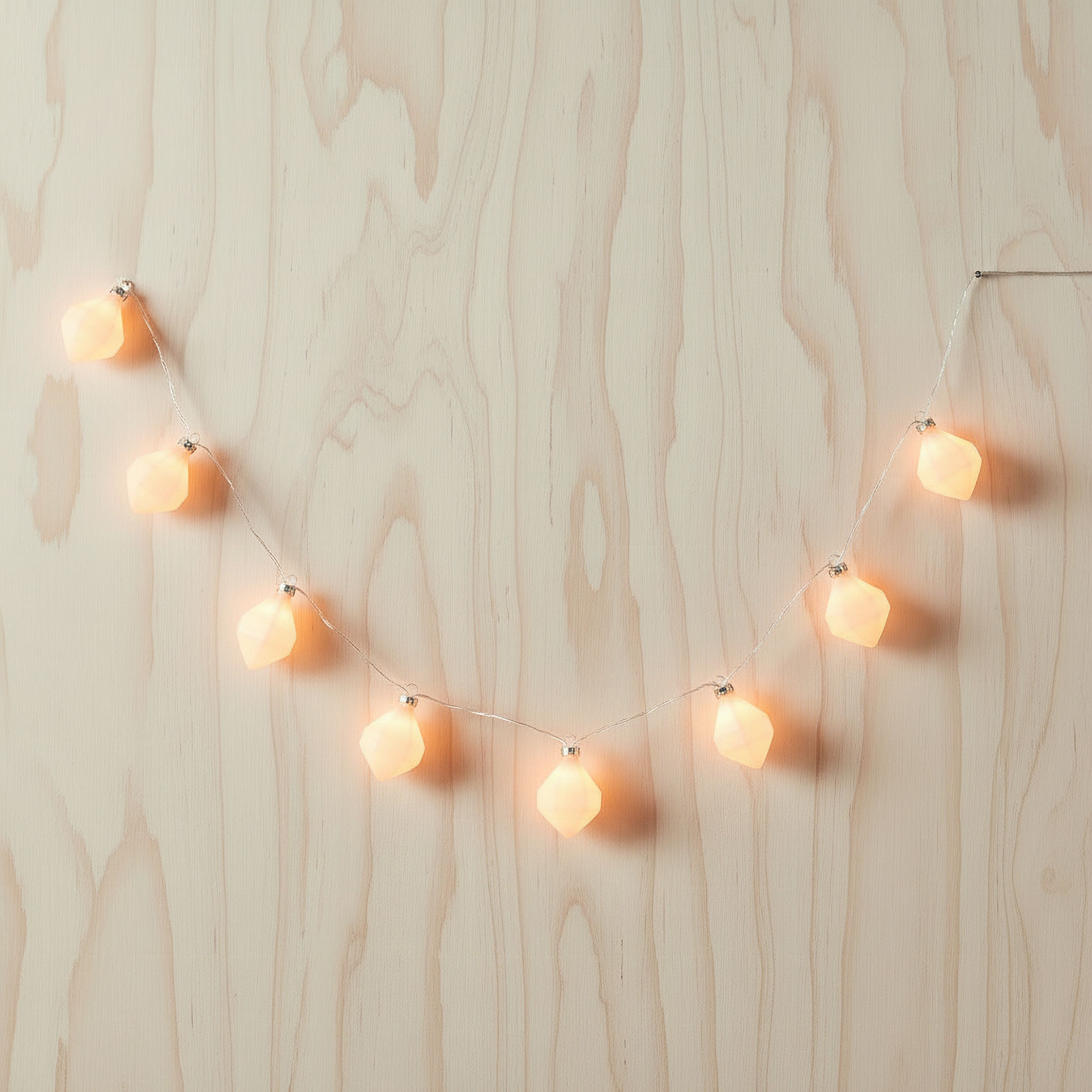 Elio 8 Warm White Glass Diamond Shape LED String Light with Timer - 1 Meter-hbxdiningroom-lighting-decorativesandstringlights-image-2