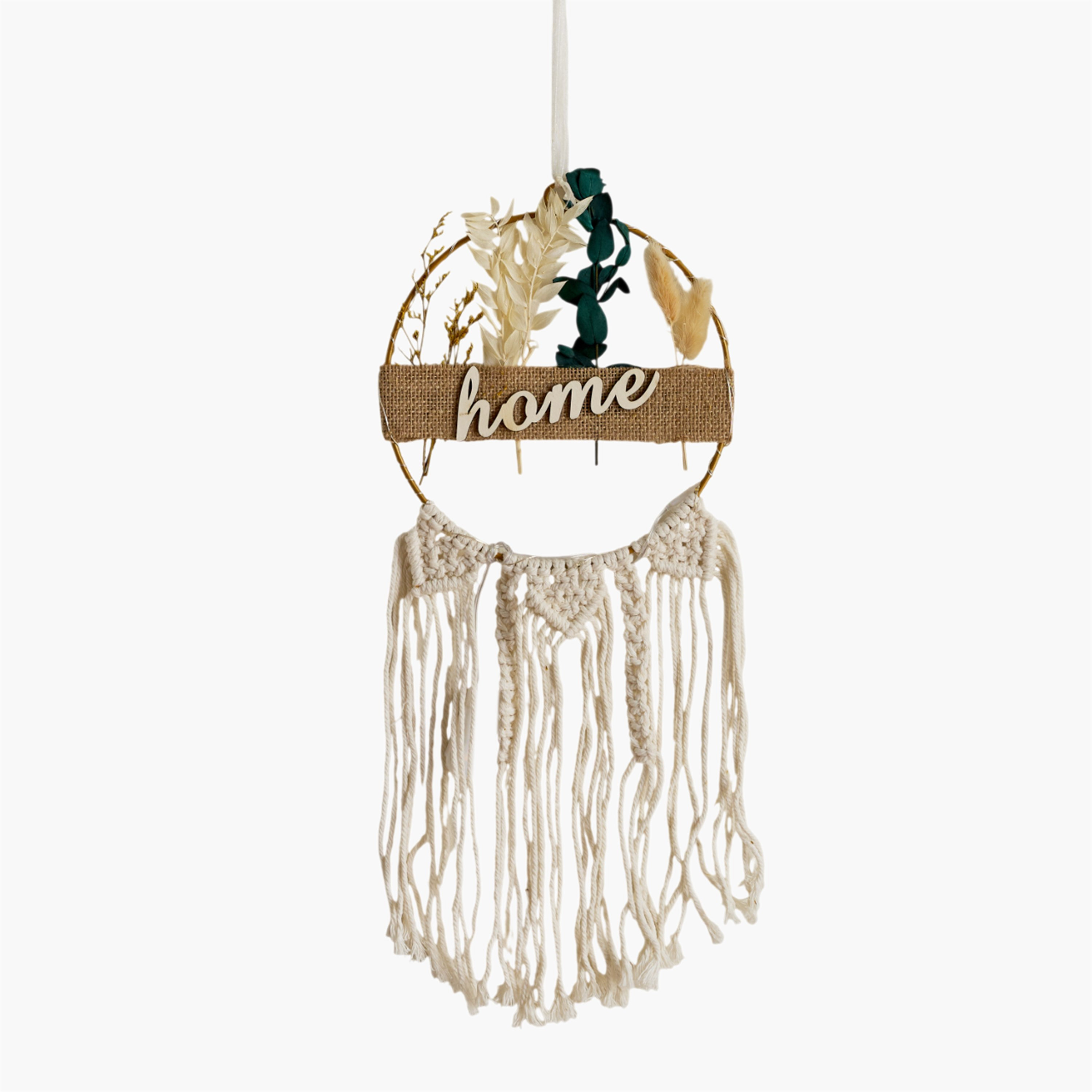 Elio 10 Warm LED Cotton Thread Iron Ring with Dried Flower Home Wood Letters - 20x52 cm-hbxdiningroom-lighting-decorativesandstringlights-image-5