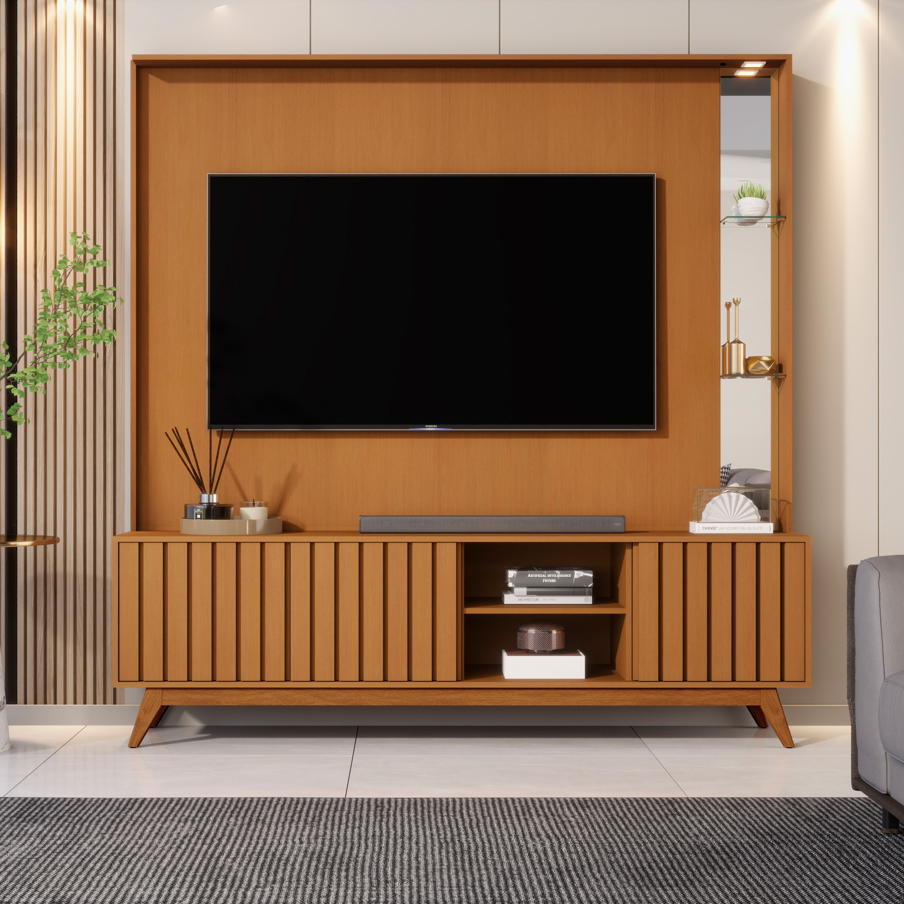 Movo Remington Wall Unit Upto 75 Inches with LED Light-hbxlivingroom-mediaunitsandstorage-wallunits-image-3