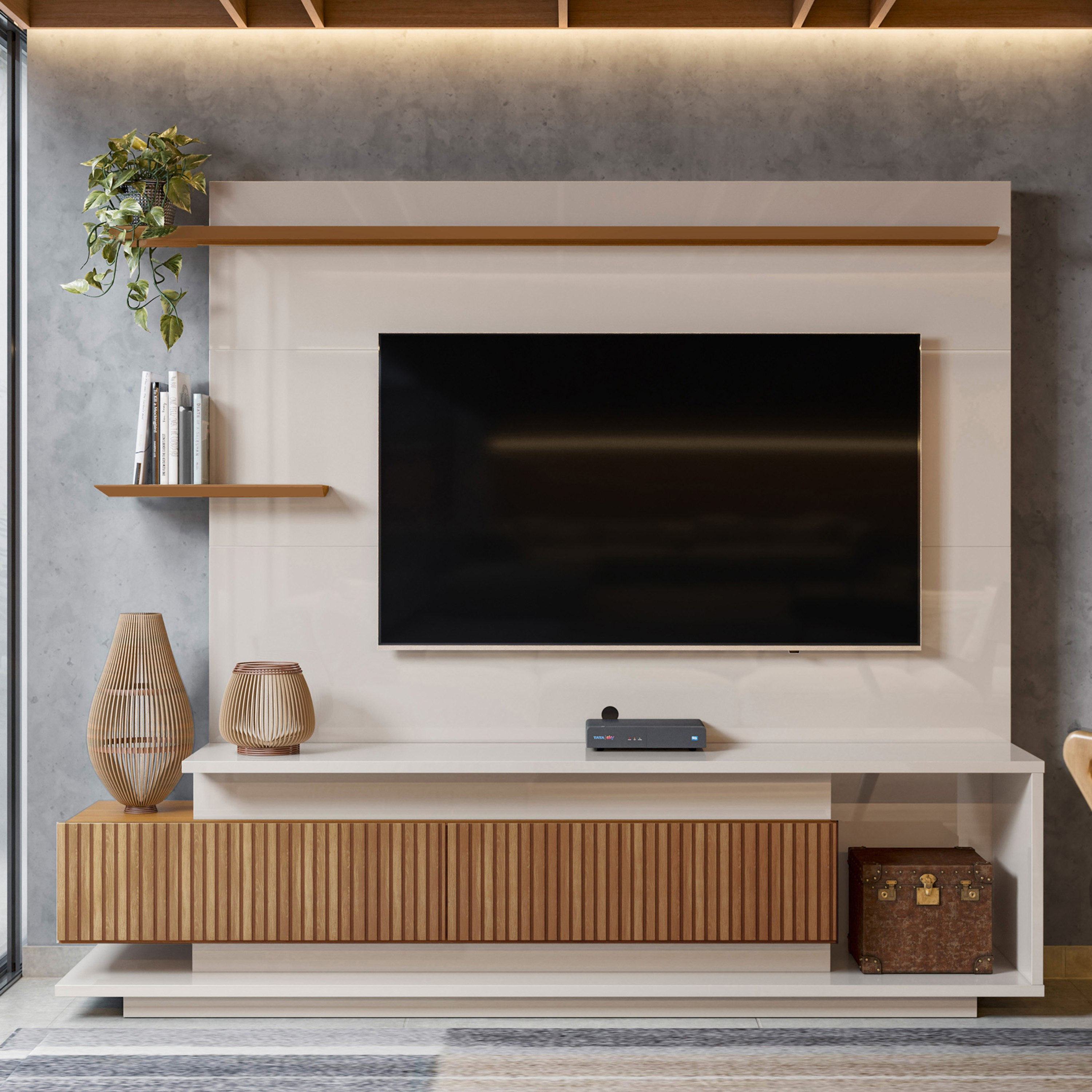 Movo Francis Wall Unit Upto 65 inches-hbxlivingroom-mediaunitsandstorage-wallunits-image-1