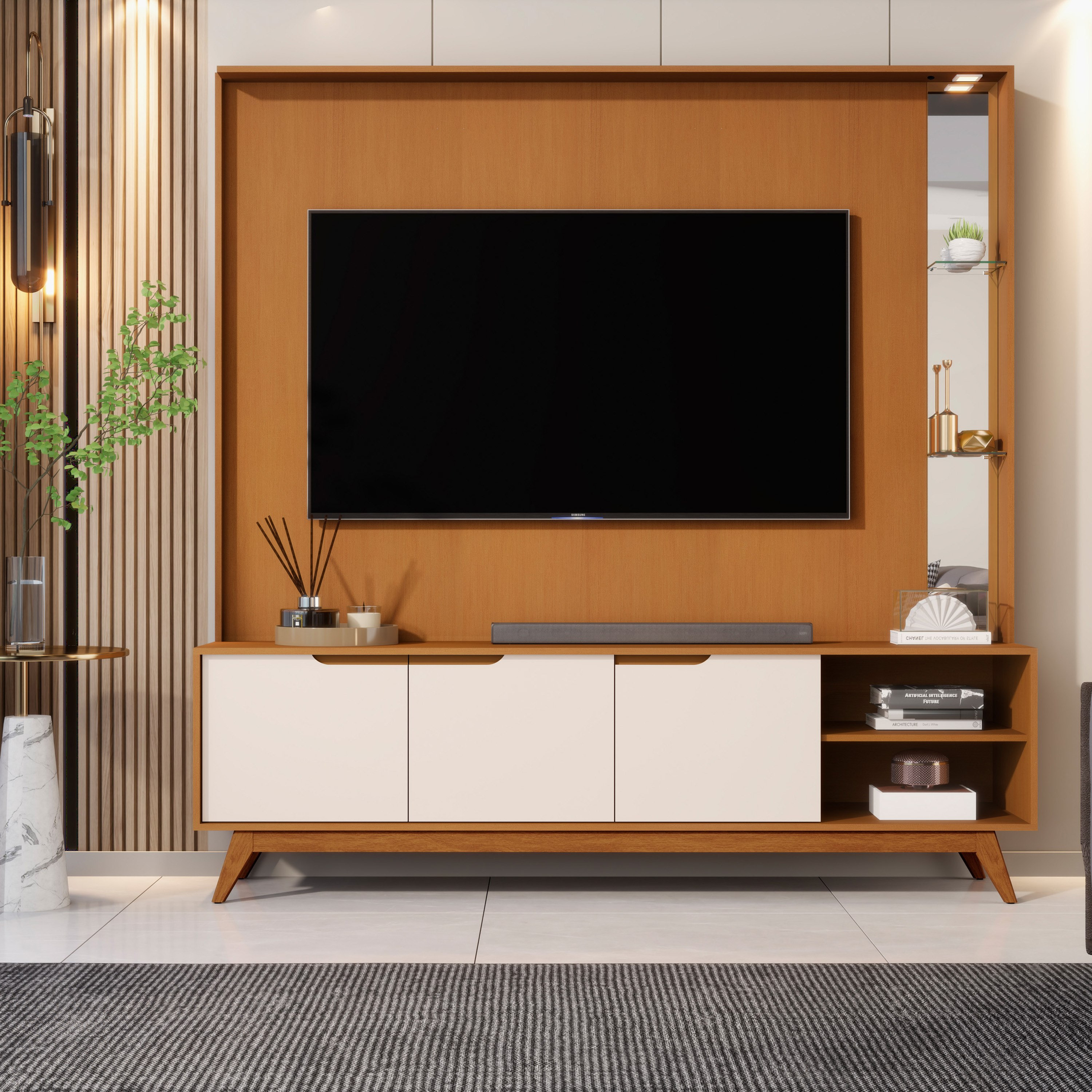 Remington Wall Unit Upto 75 inches with LED Light-hbxlivingroom-mediaunitsandstorage-wallunits-image-1