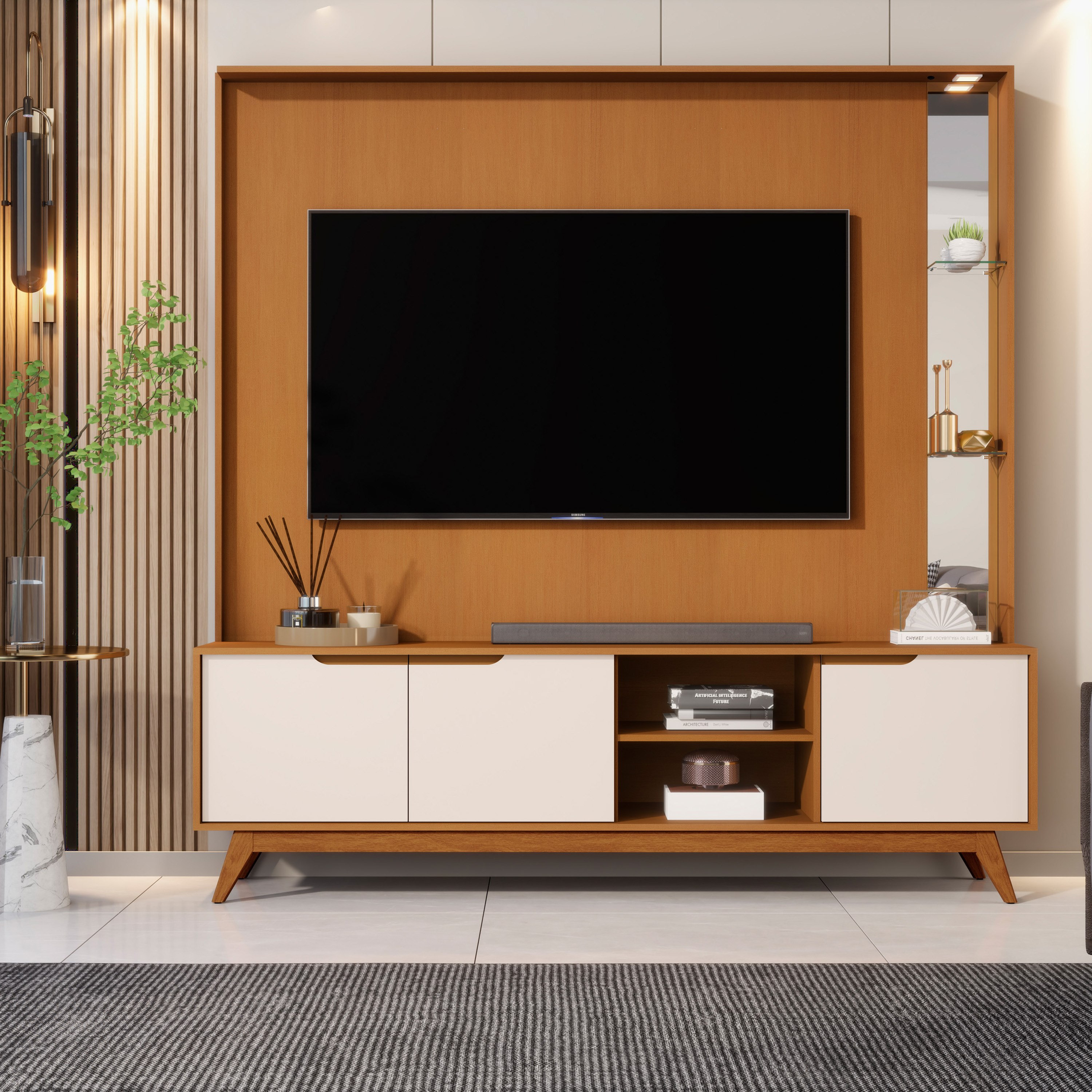 Remington Wall Unit Upto 75 inches with LED Light-hbxlivingroom-mediaunitsandstorage-wallunits-image-2
