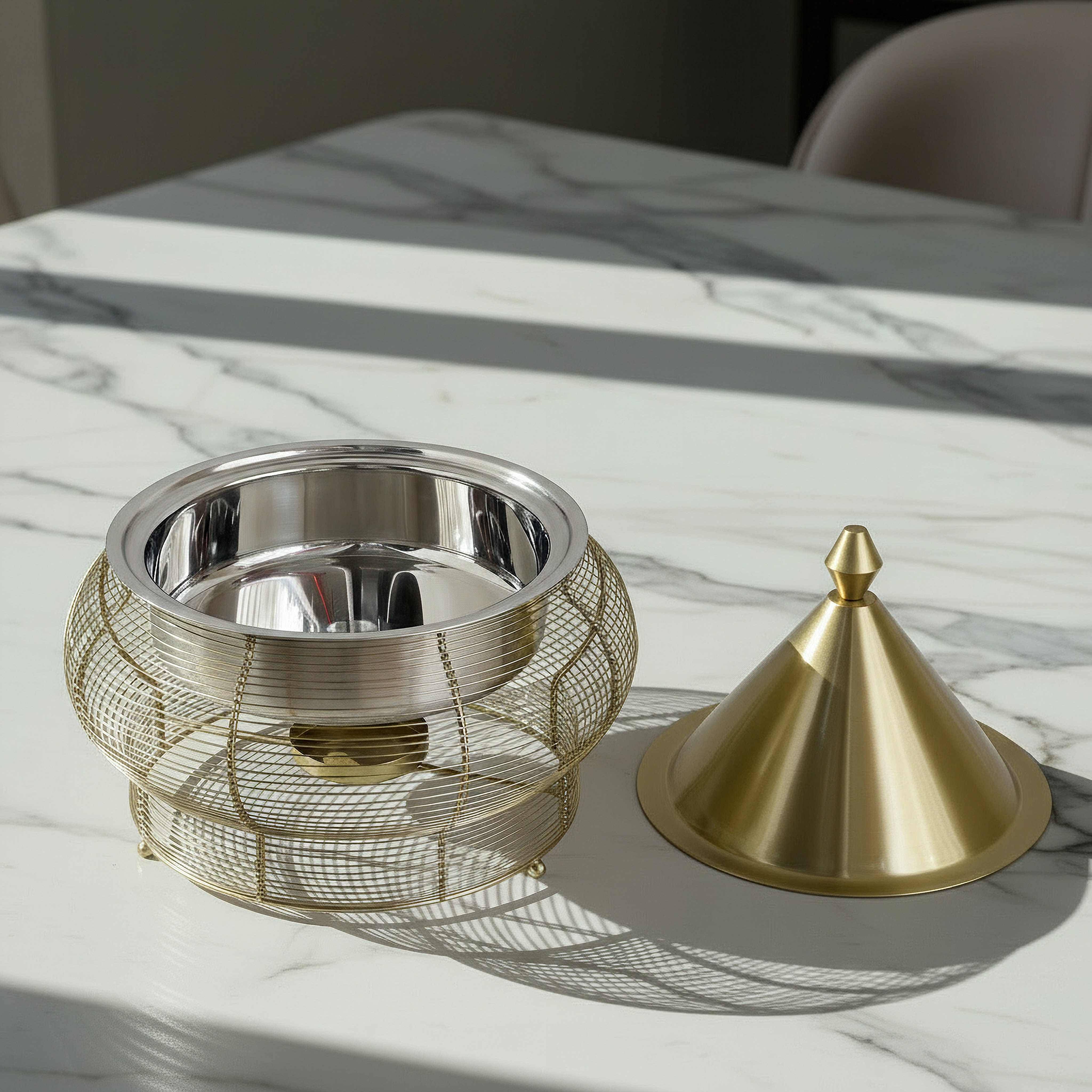 Noor Yasmin Stainless Steel Food Warmer - 3 L-hbxdecorandfurnishings-tabletop-serveware-image-3