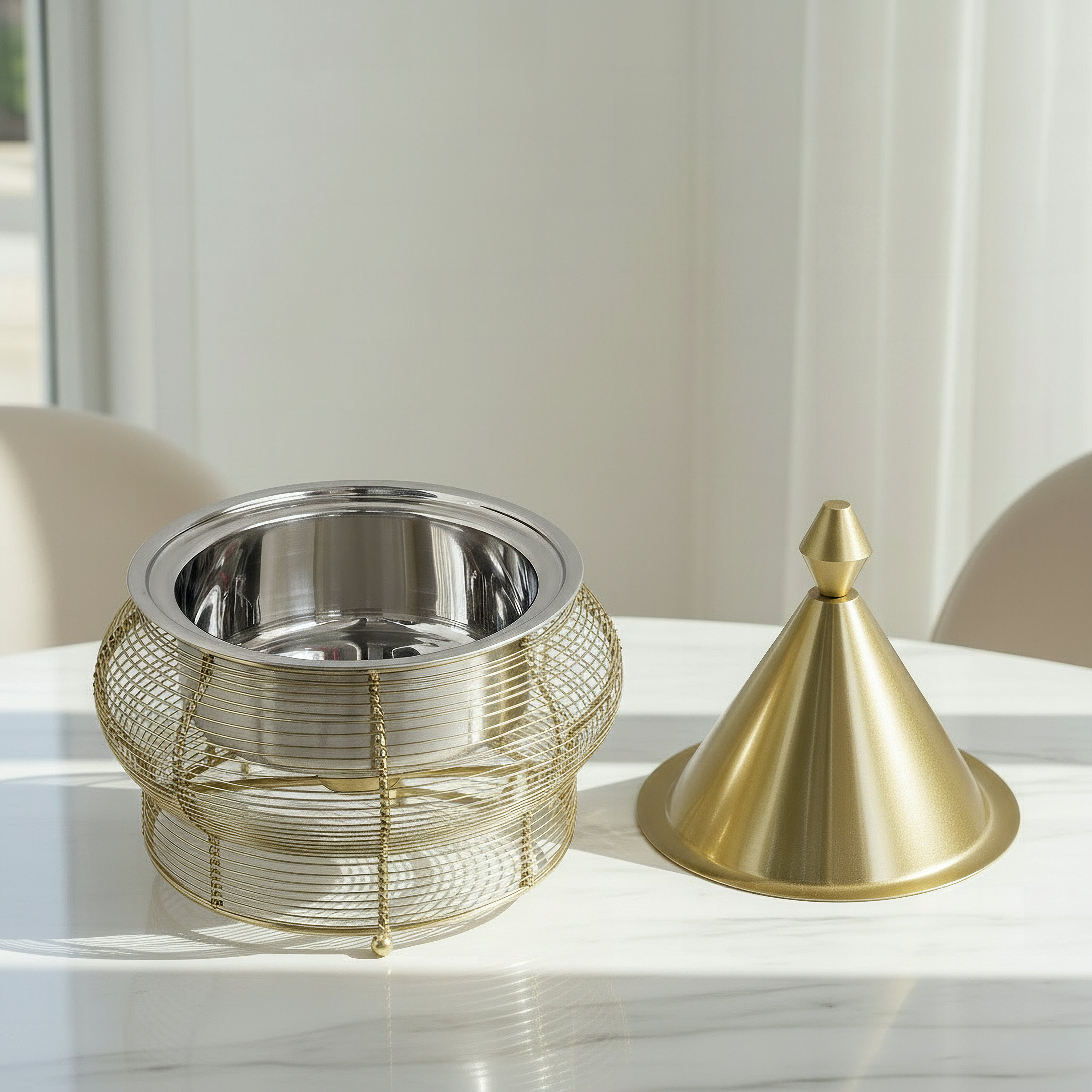 Noor Yasmin Stainless Steel Food Warmer - 1.5 L-hbxdecorandfurnishings-tabletop-serveware-image-2