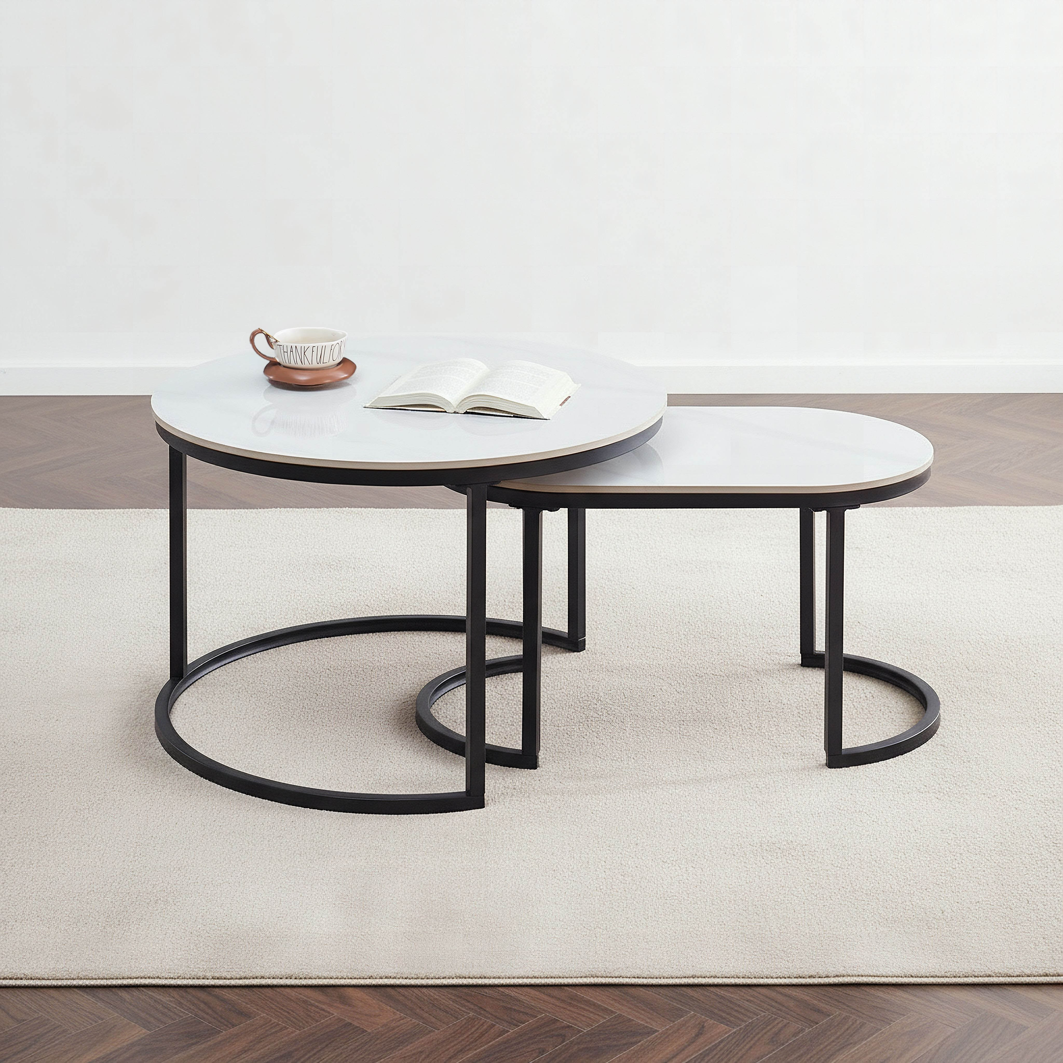 Roma 2-Piece Oval Sintered Stone Coffee Table Set-hbxlivingroom-tablesandstands-coffeetables-image-1