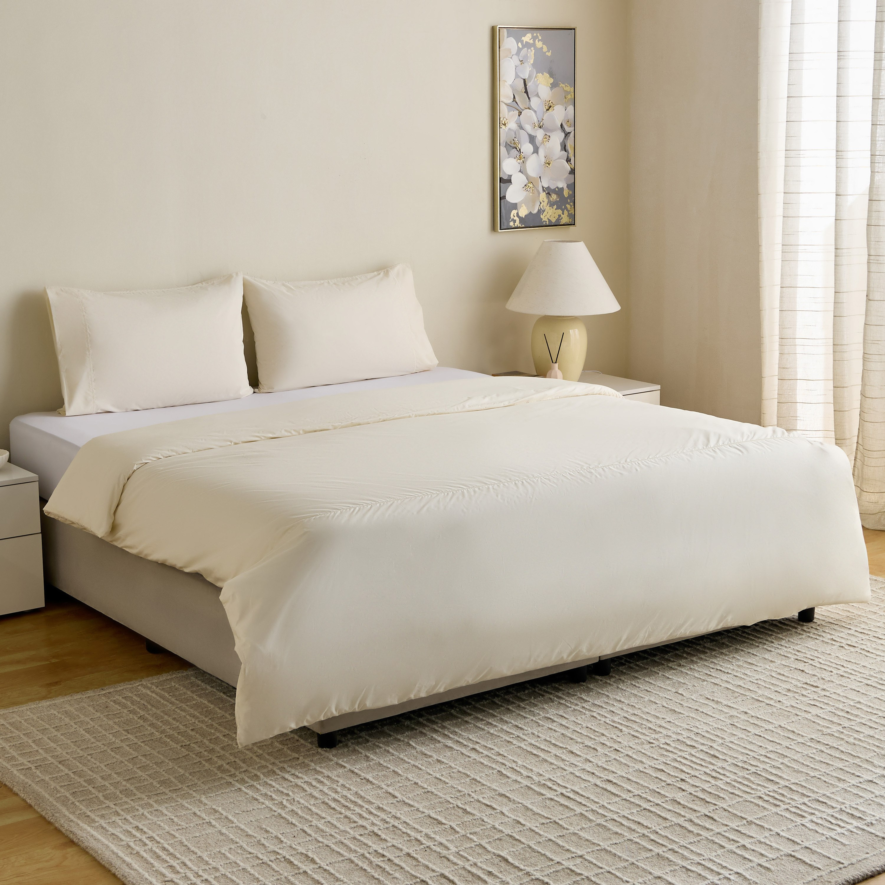 طقم غطاء لحاف سوبر كينج 3 قطع بيركال بعدد خيوط 300 من بورلي - 220x240 سم-hbxhomeware-hbxbedroom-image-7