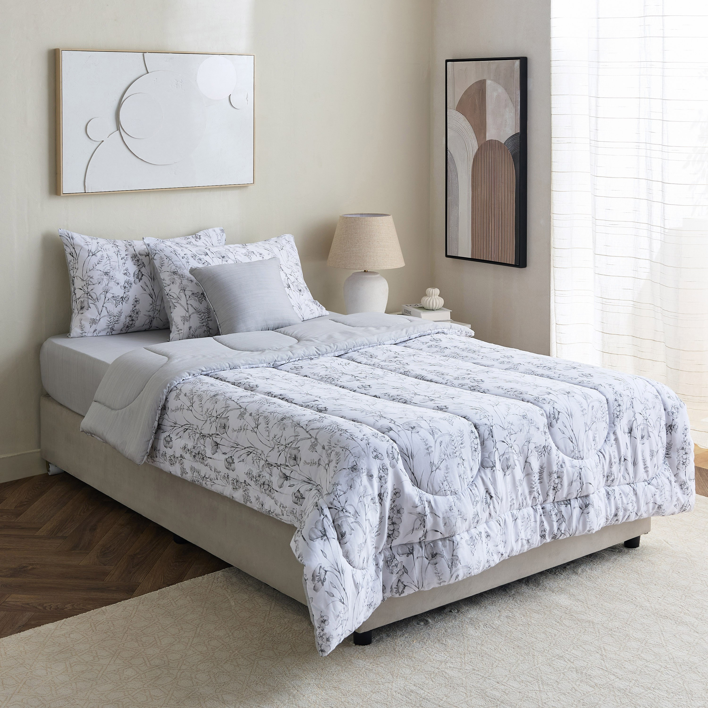 Houston Lilora Printed 5-Piece Cotton Twin BIAB Comforter Set - 160x220 cm-hbxhomeware-hbxdecorandfurnishings-image-10