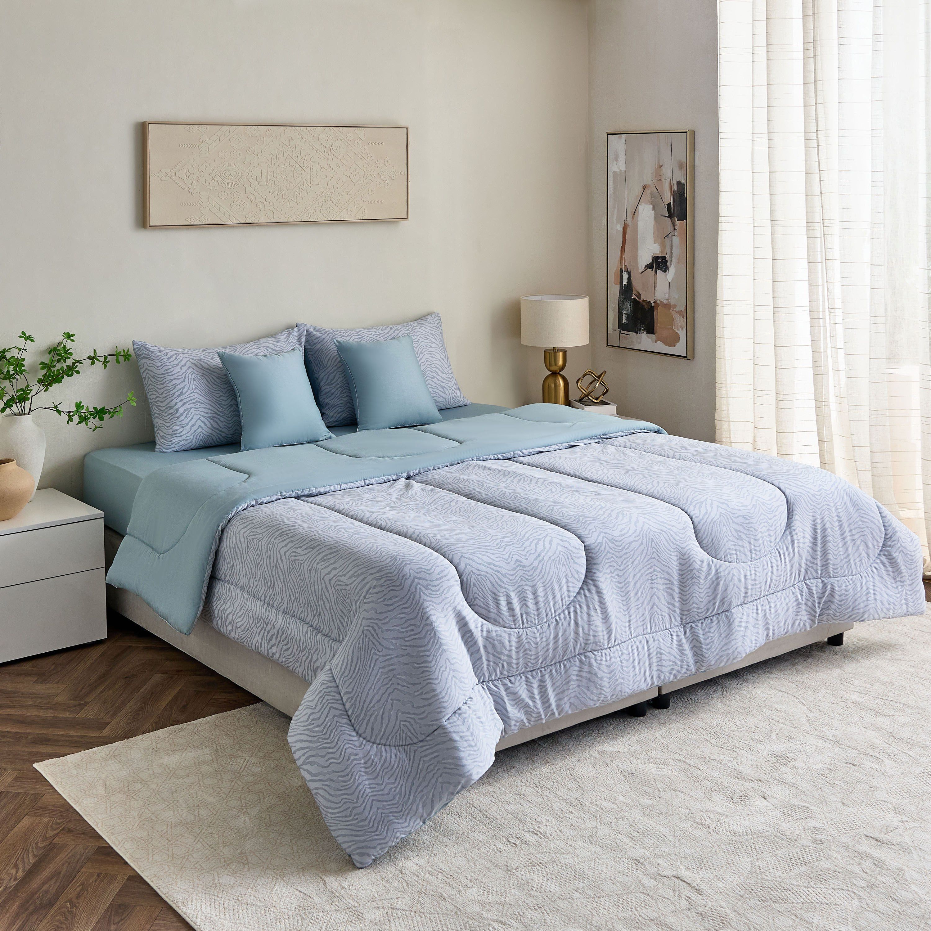 طقم لحاف كينج قطن بطبعات 5 قطع من هيوستن زينفي - 220×240 سم-hbxhomeware-hbxdecorandfurnishings-image-8