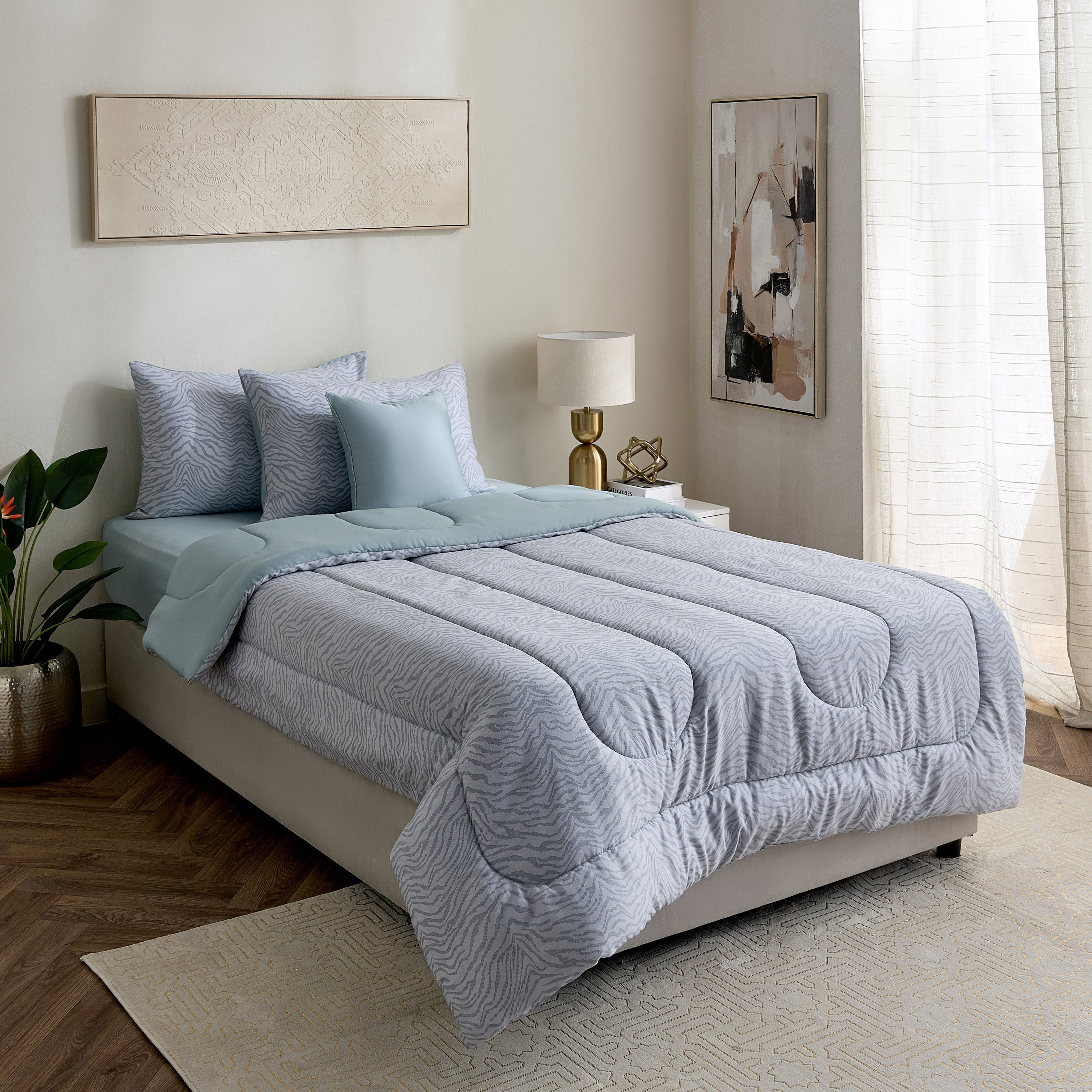 Houston Zenvy 5-Piece BIAB Printed Cotton Twin Comforter Set - 160x220 cm-hbxhomeware-hbxdecorandfurnishings-image-8